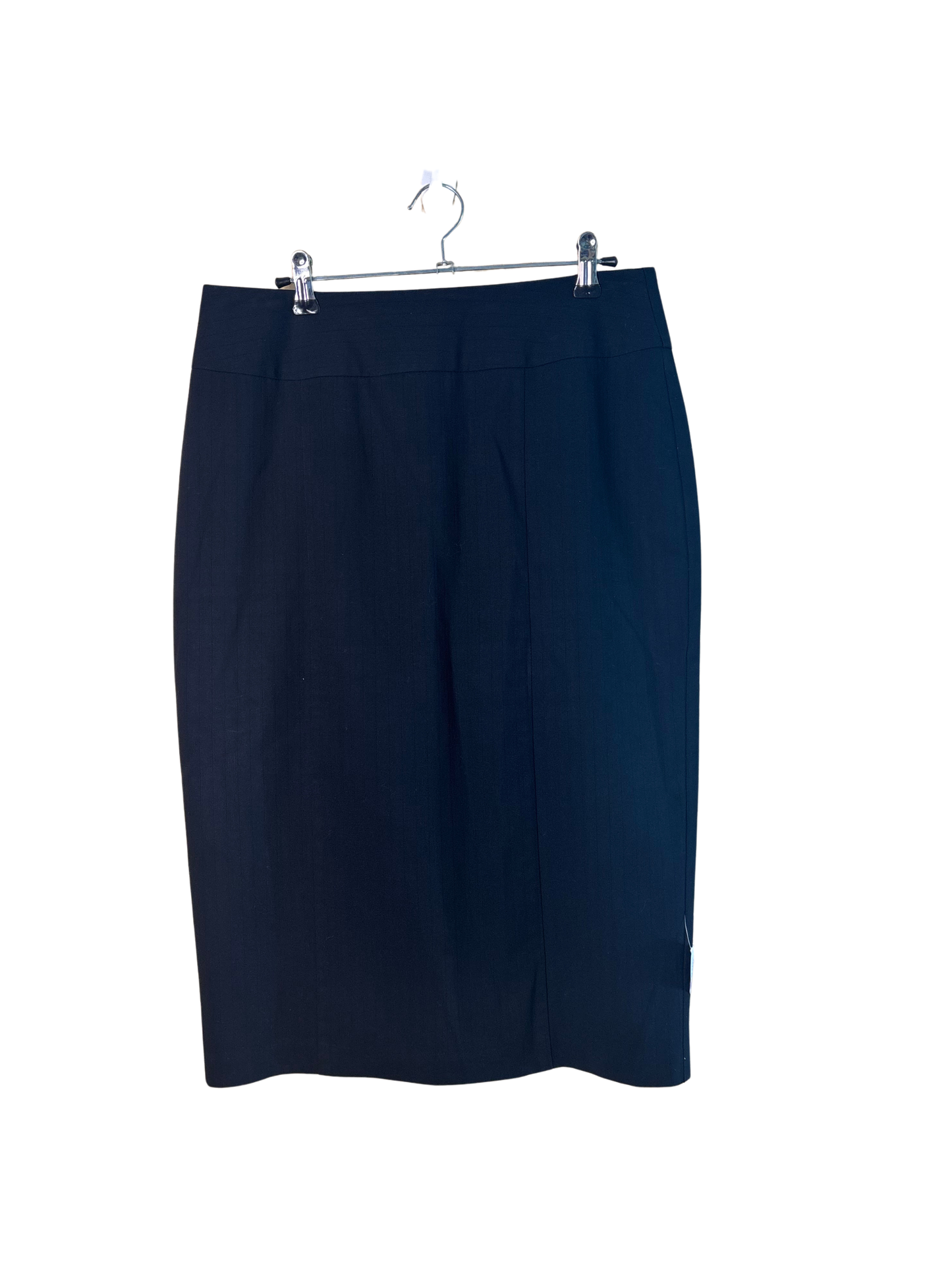 Black Stripe Fitted Pencil Knee Length Skirt