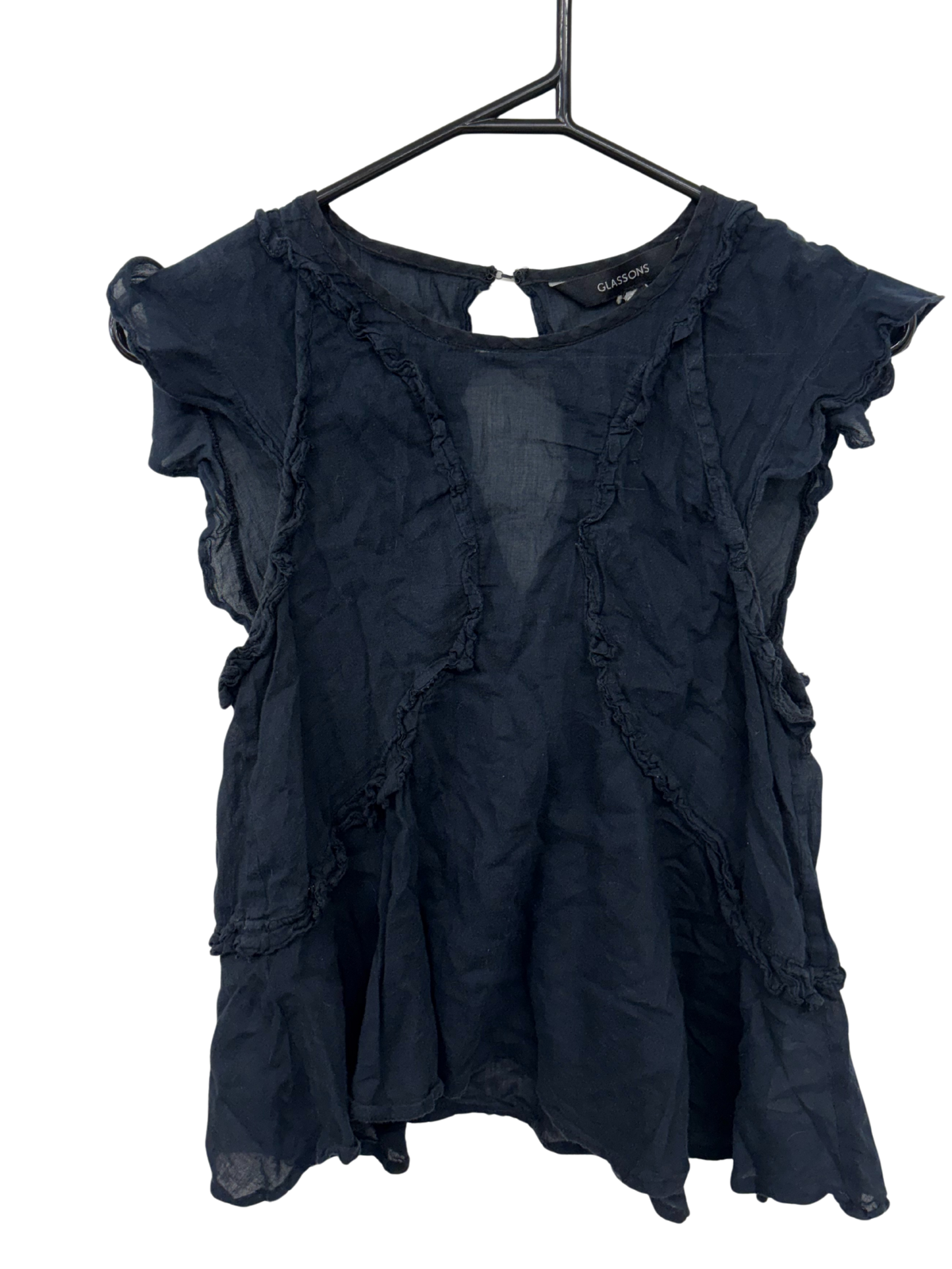 Dark Blue Capped Sleeve Top