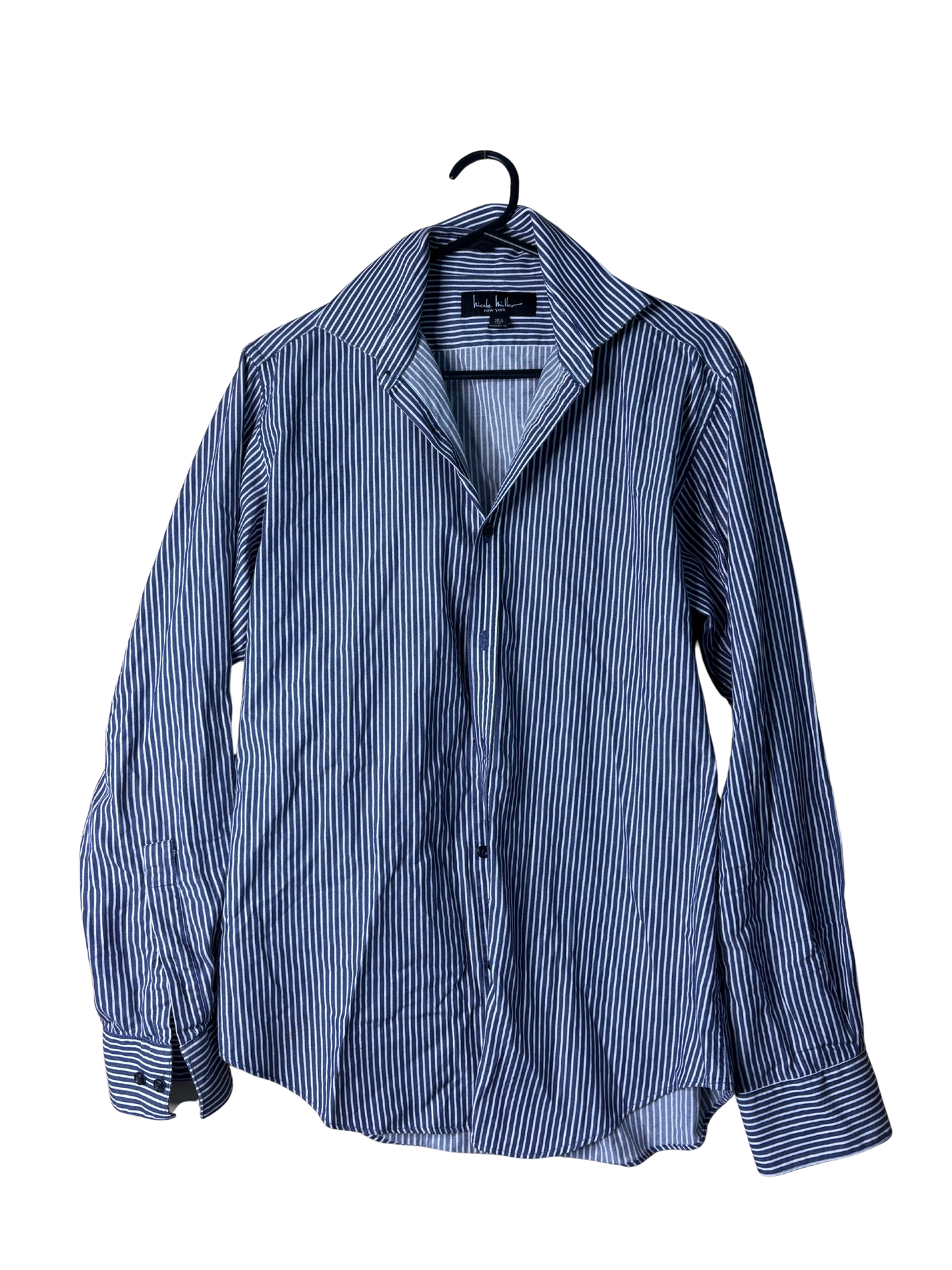 Blue & White Stripe Long Sleeve Button Up Shirt