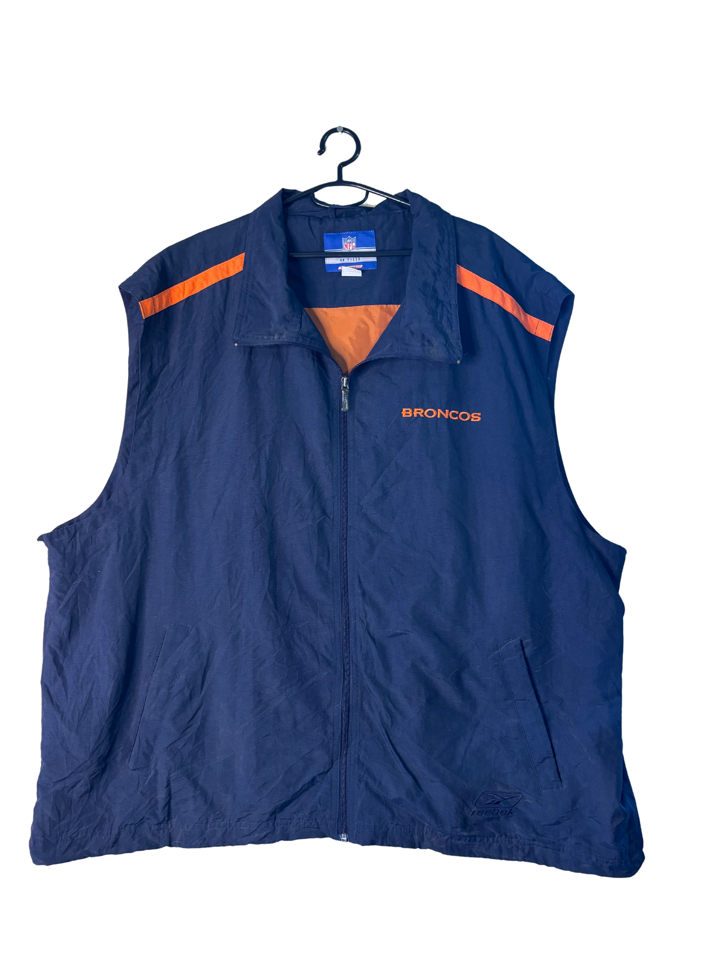 Black & Orange Zipup Vest with 'Broncos' Logo