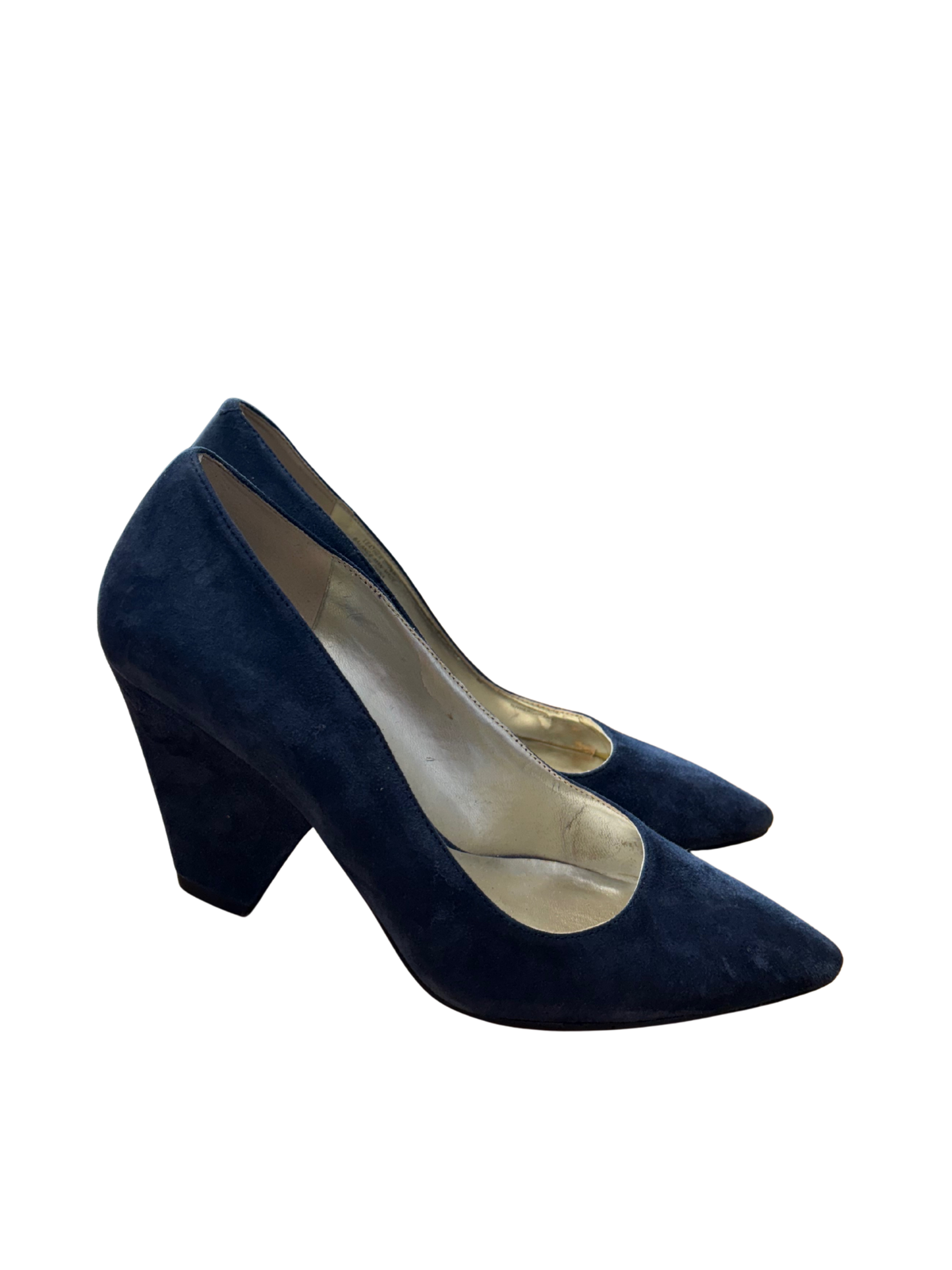 Dark Blue Suede Block Heel
