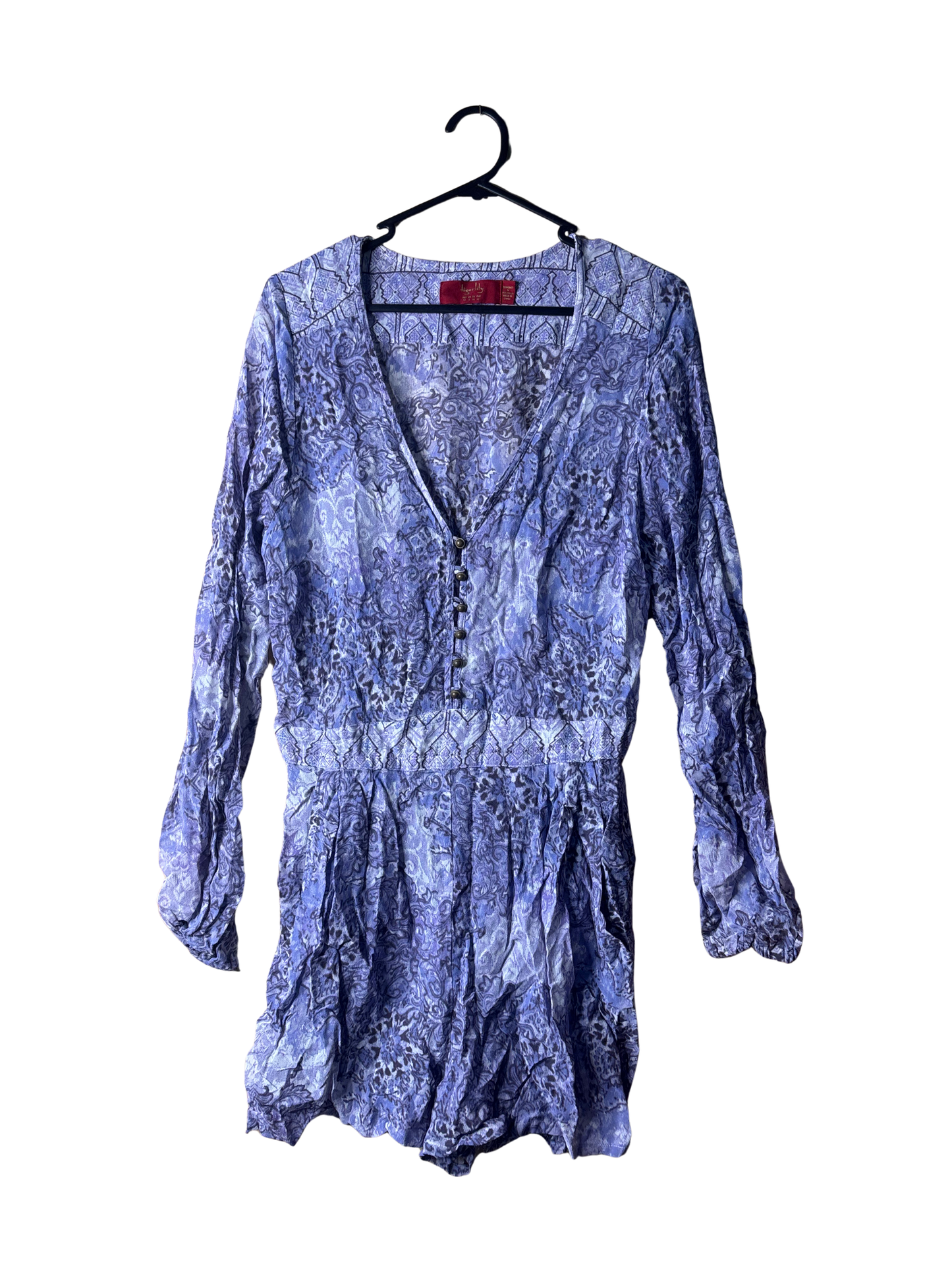 Purple & White Long Sleeve Playsuit