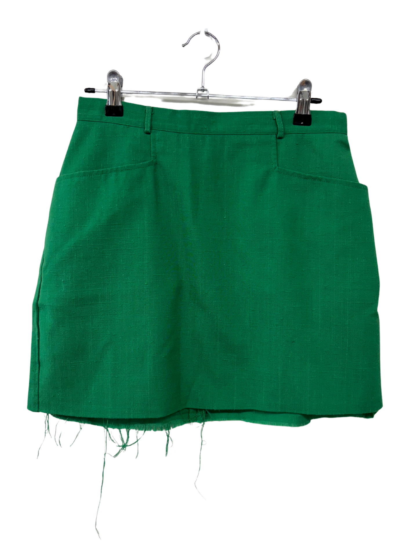 Vintage Green Highwaisted Short Skirt with Raw Hem