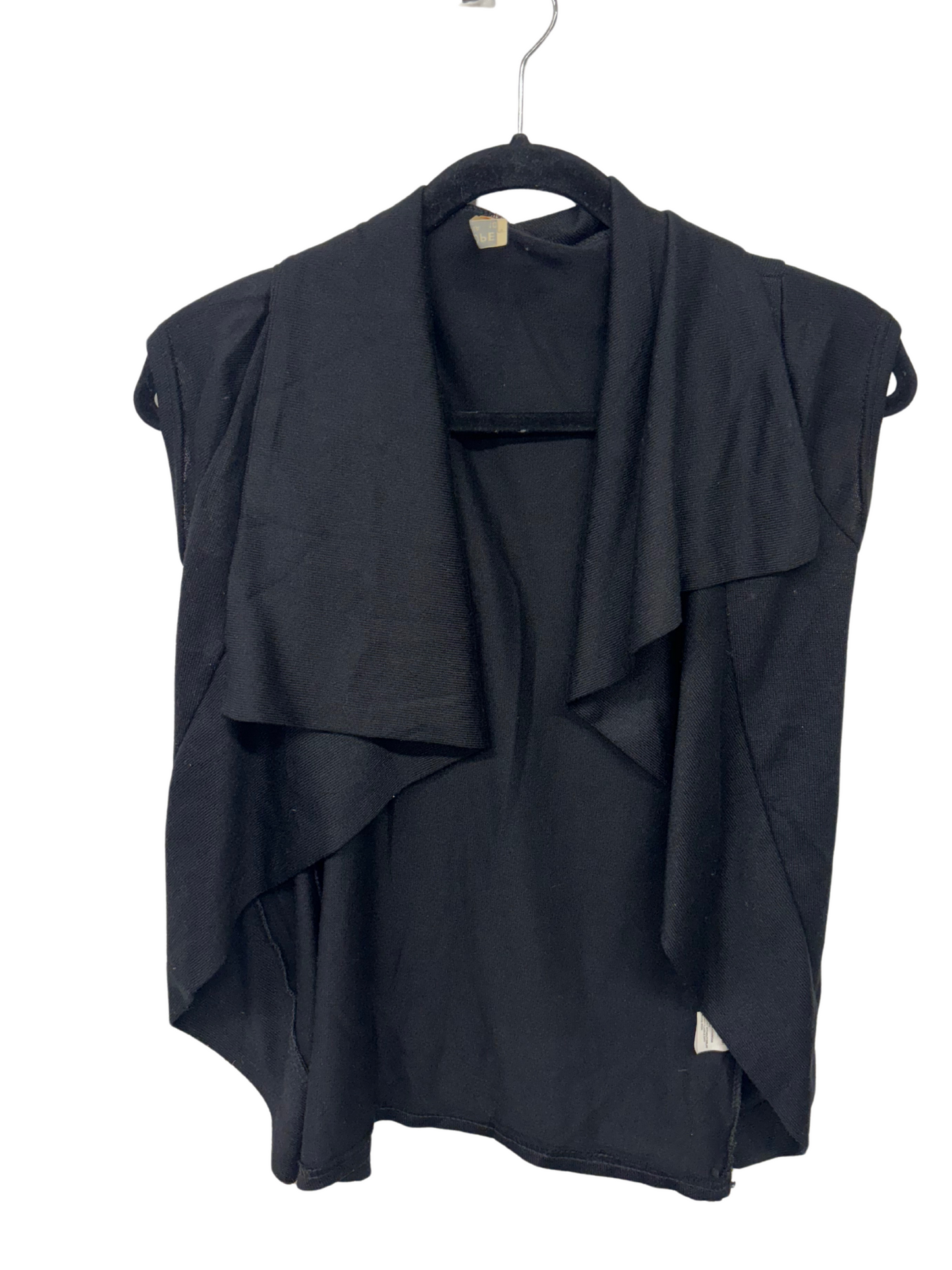 00s Black Capped Sleeve Cardigan with Large Collar