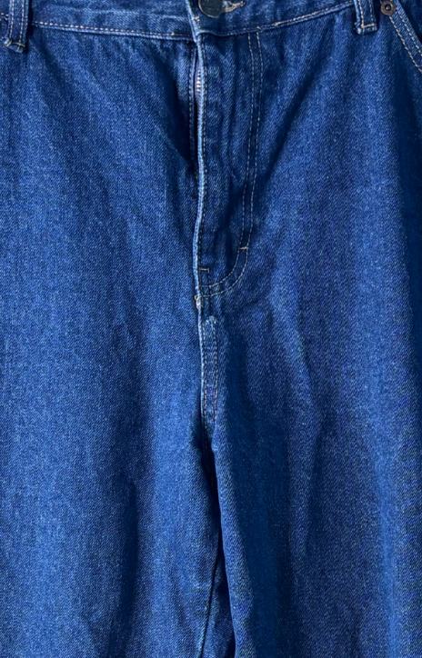 Dark Blue Denim Straight Leg Mid-Rise Jeans