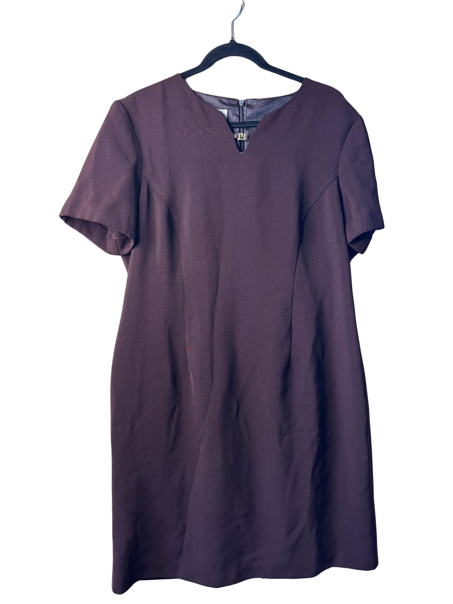 Vintage Dark Brown Short Sleeve Knee Length Dress with Gold Detail