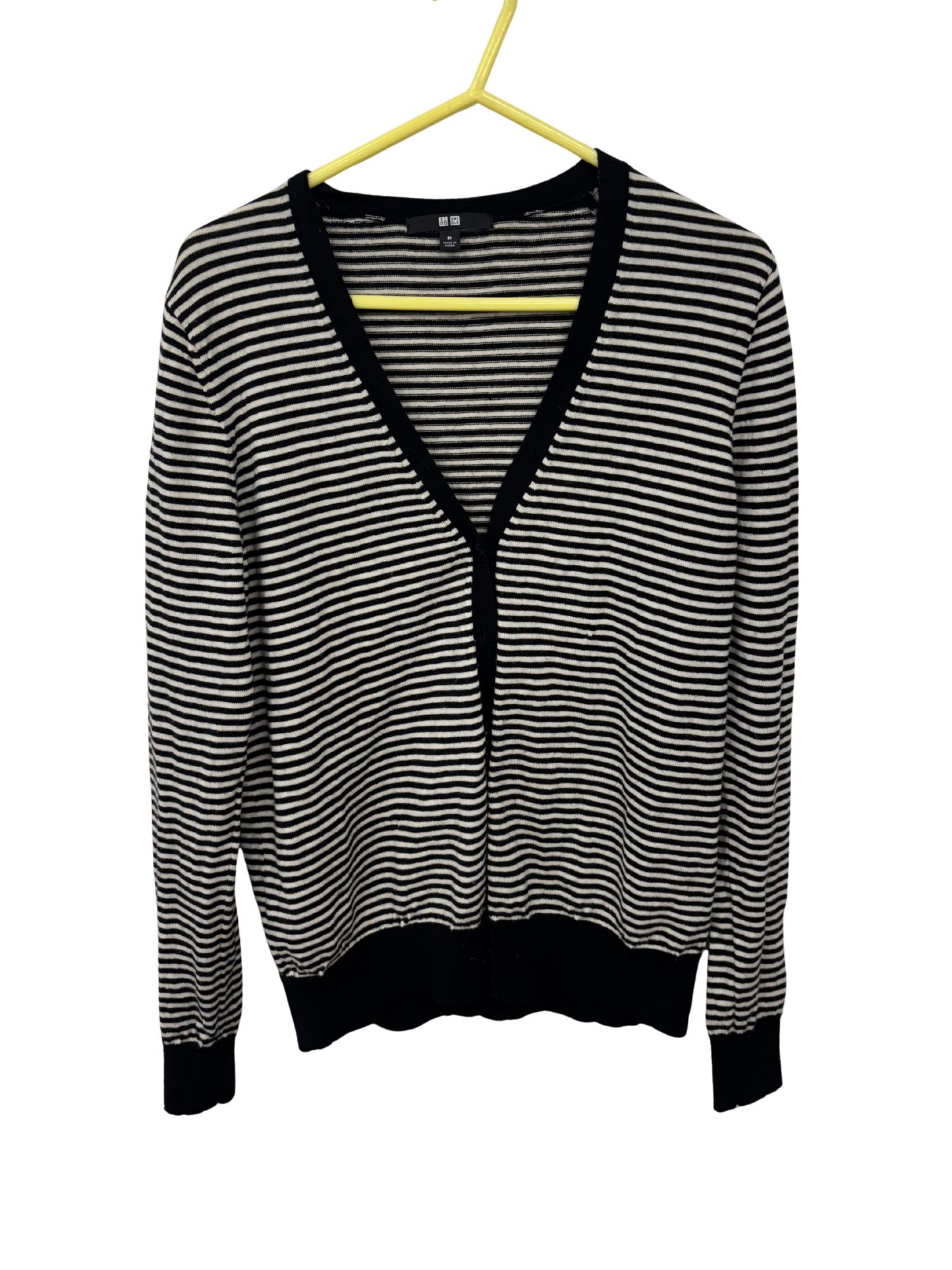 Black & Cream Stripe Long Sleeve Cardigan