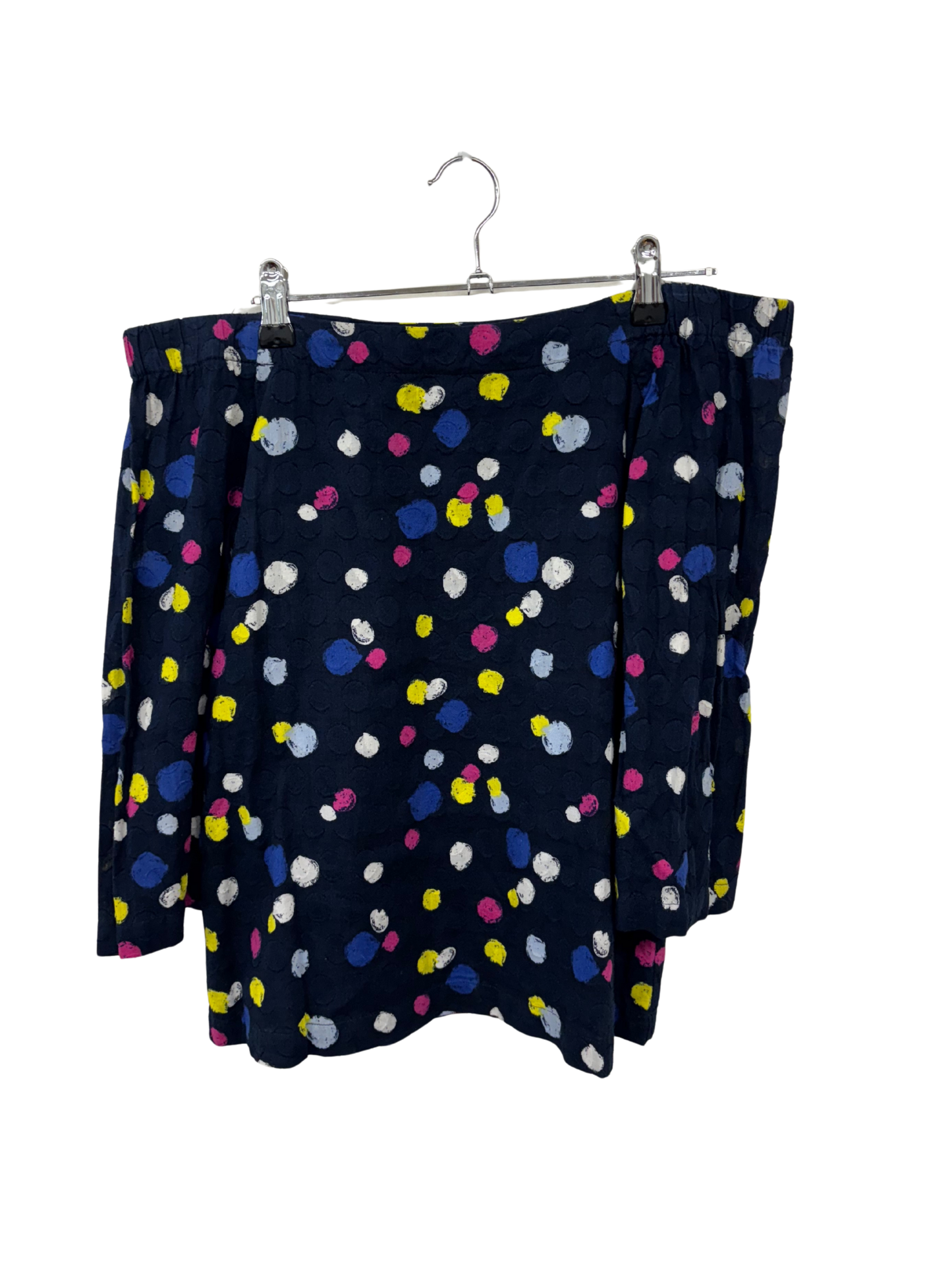 Dark Blue Sleeveless Top with Pink, Yellow, White Dots
