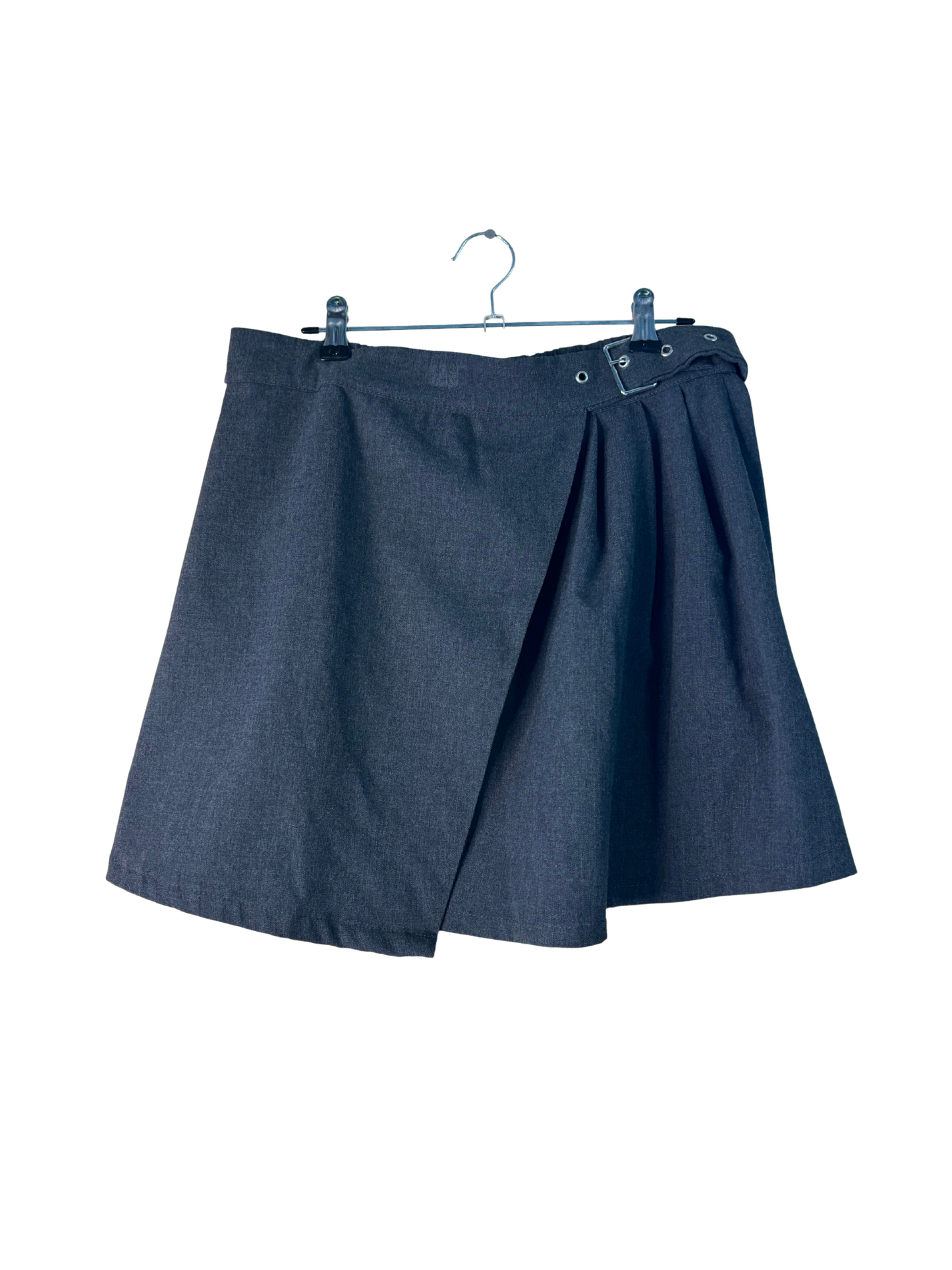 Grey Short Skirt with Buckle