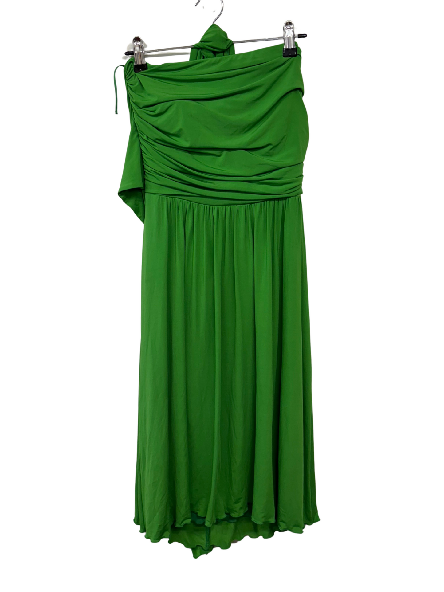 Vintage Green Strapless Ruched Tie Back Knee Length Dress with Tie/Scarf