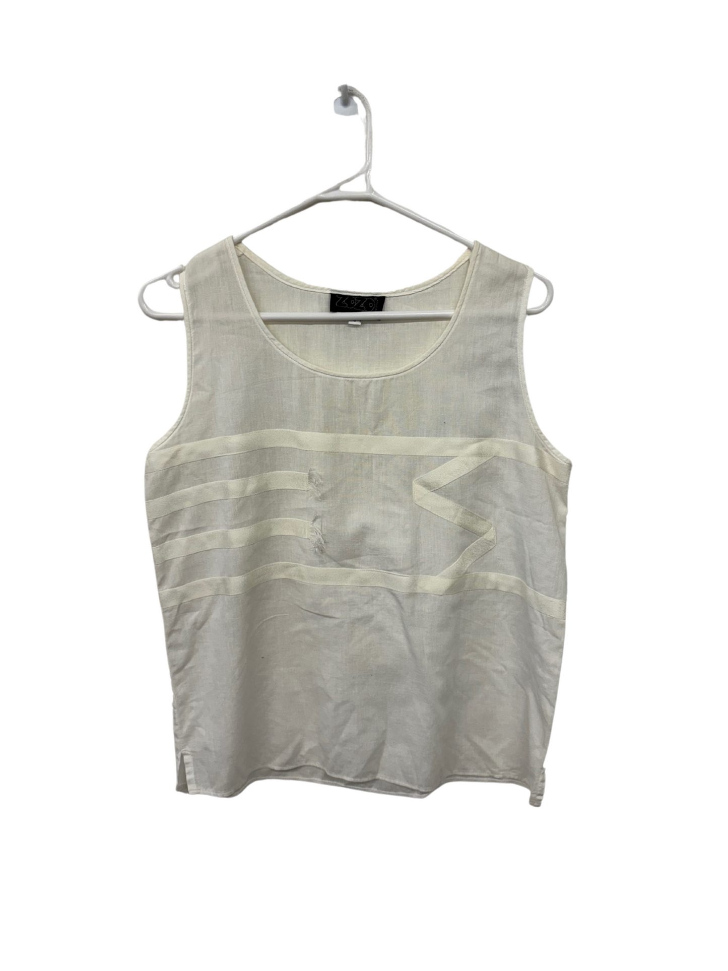 Vintage White Sleeveless Semi Sheer Singlet Top