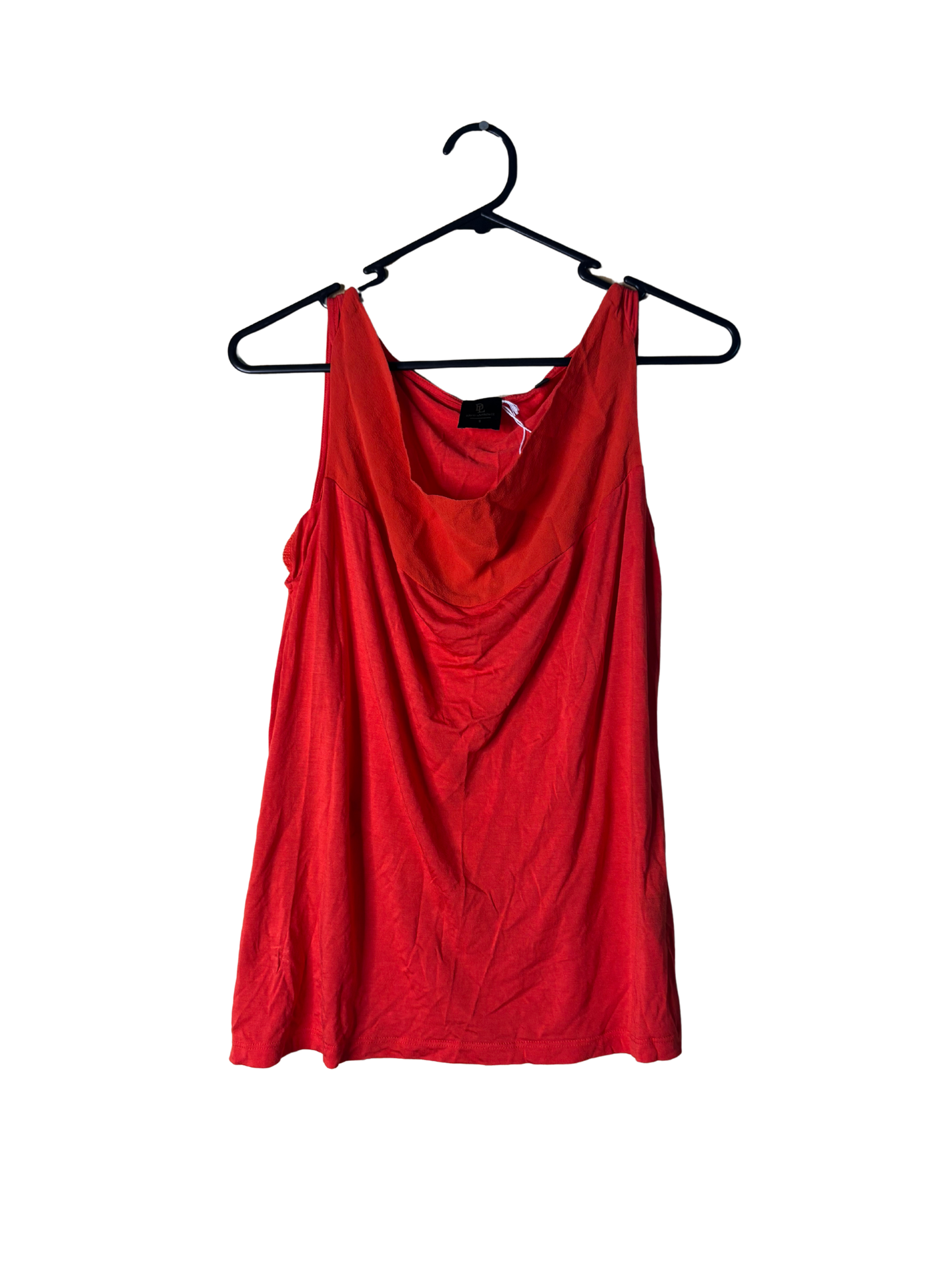 Red Sleeveless Cowl Neck Panel Top