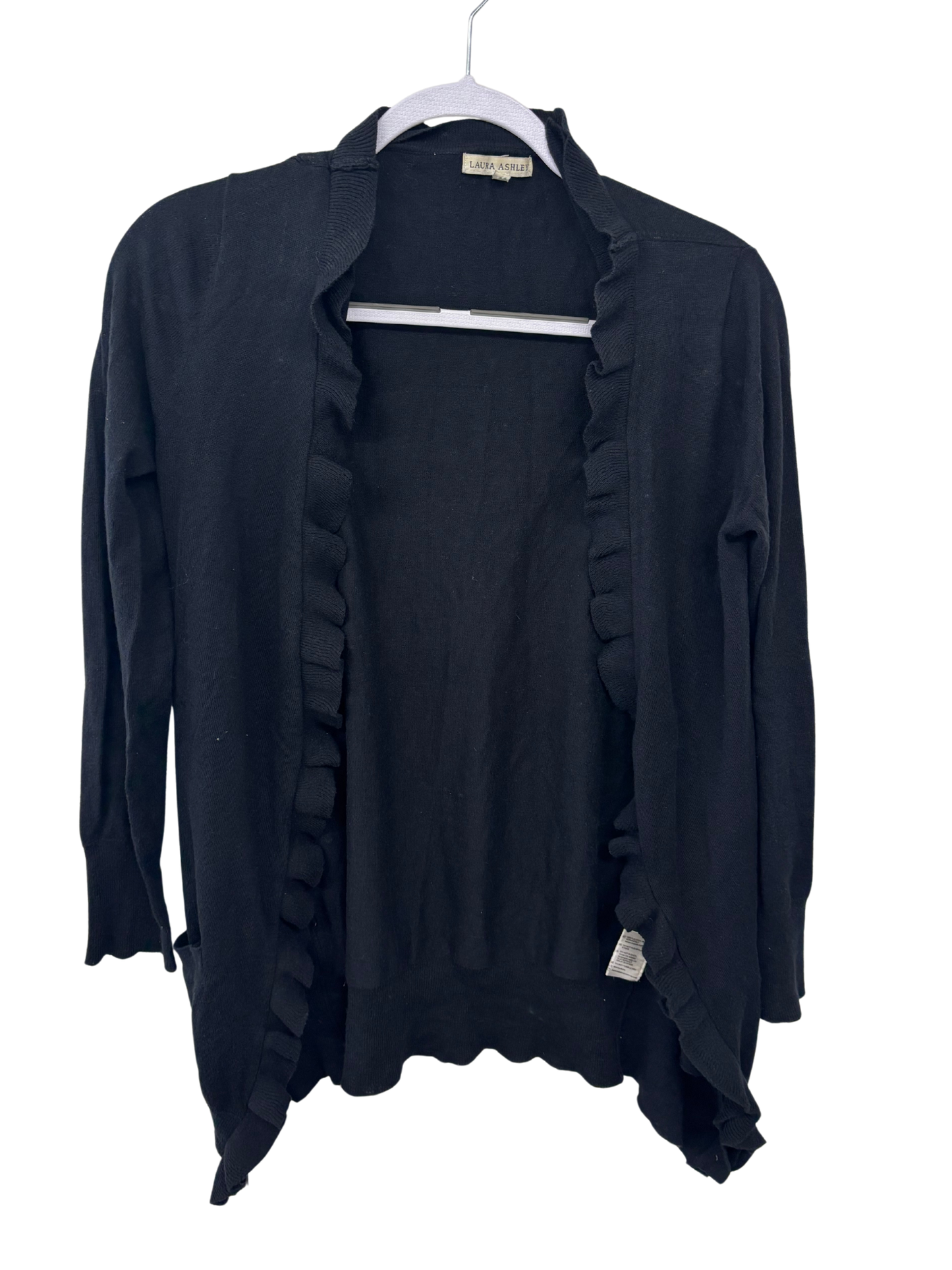 Black Long Sleeve Ruffle Cardigan