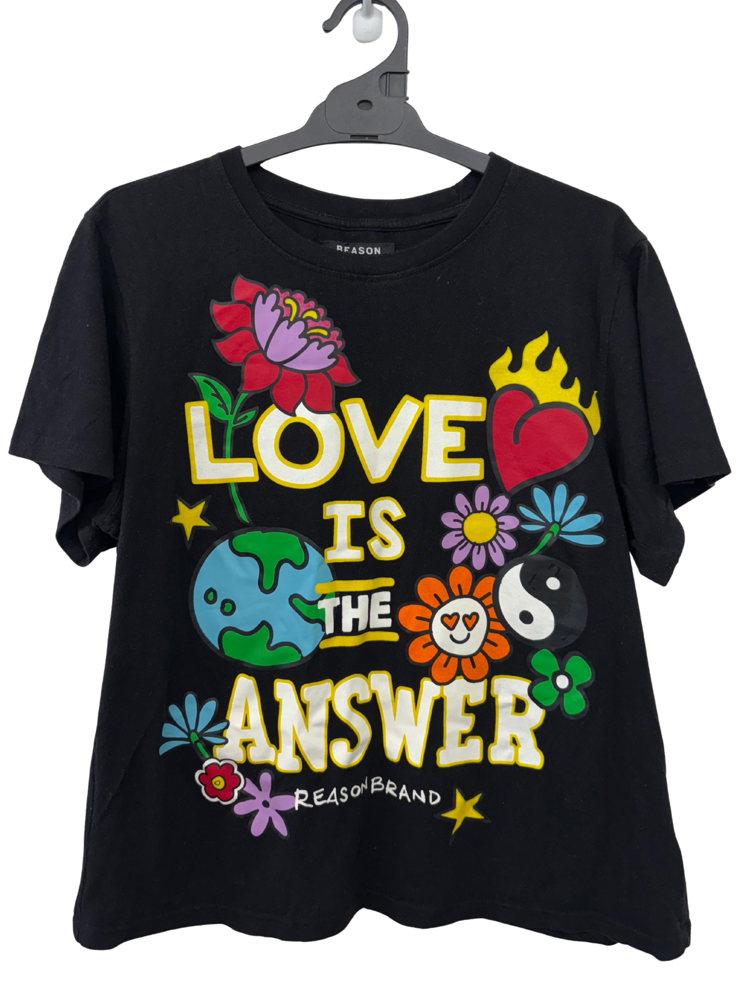 Black Short Sleeve Shirt with Colourful Graphic