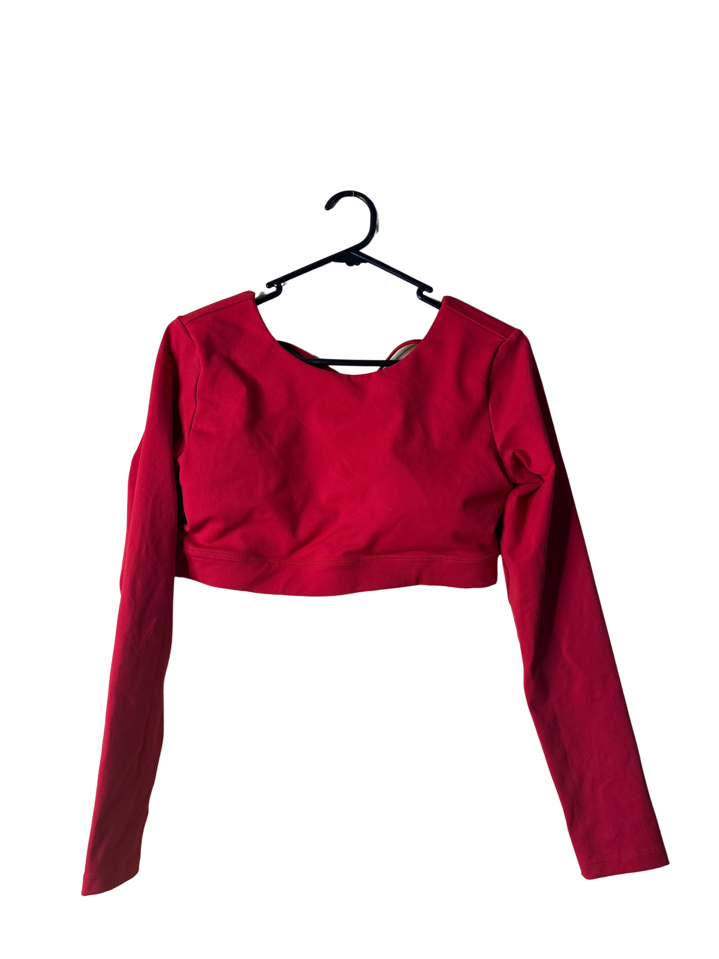 Red Long Sleeve Crop Activewear Top