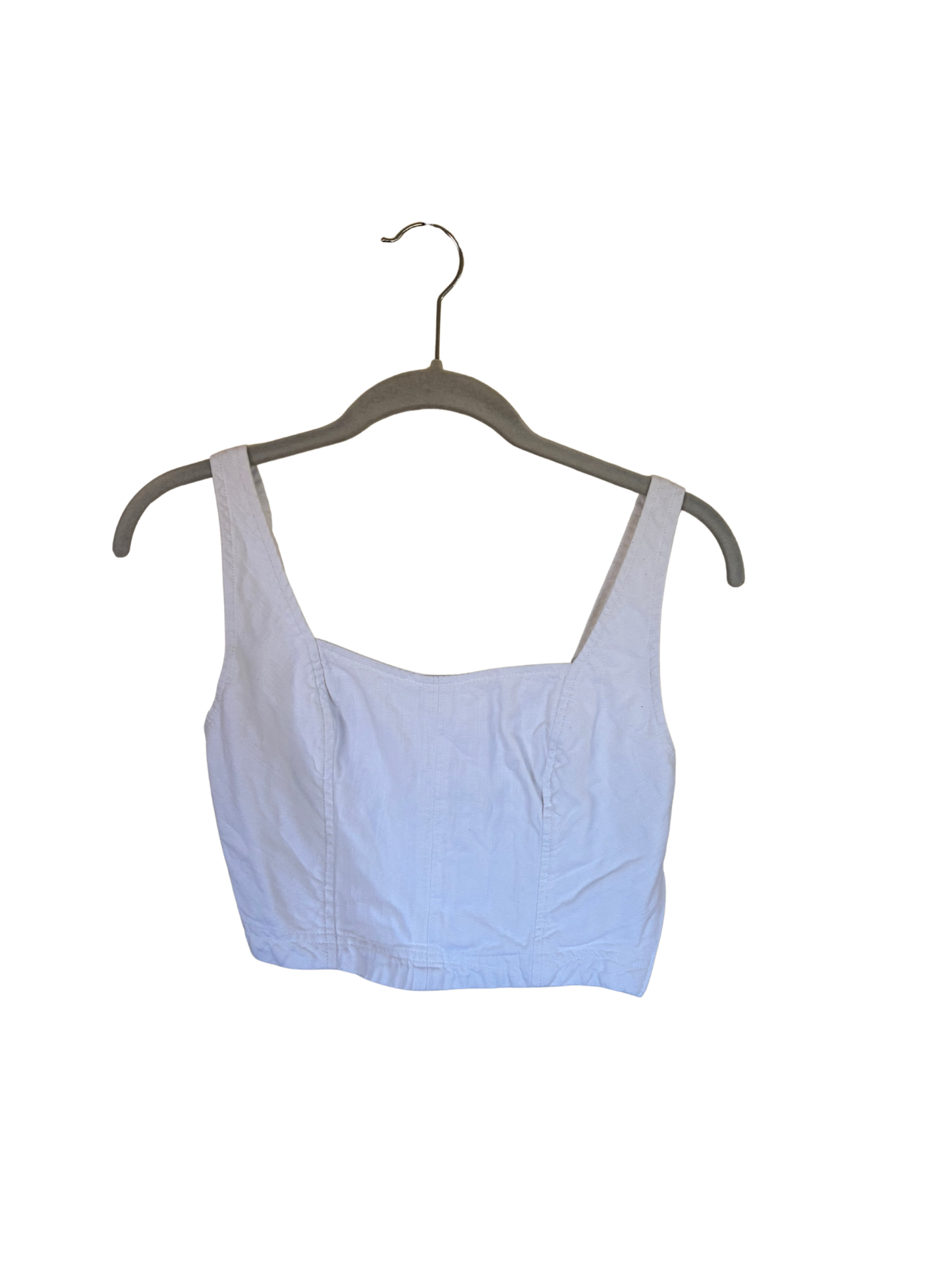 White Thick Strap Crop Top