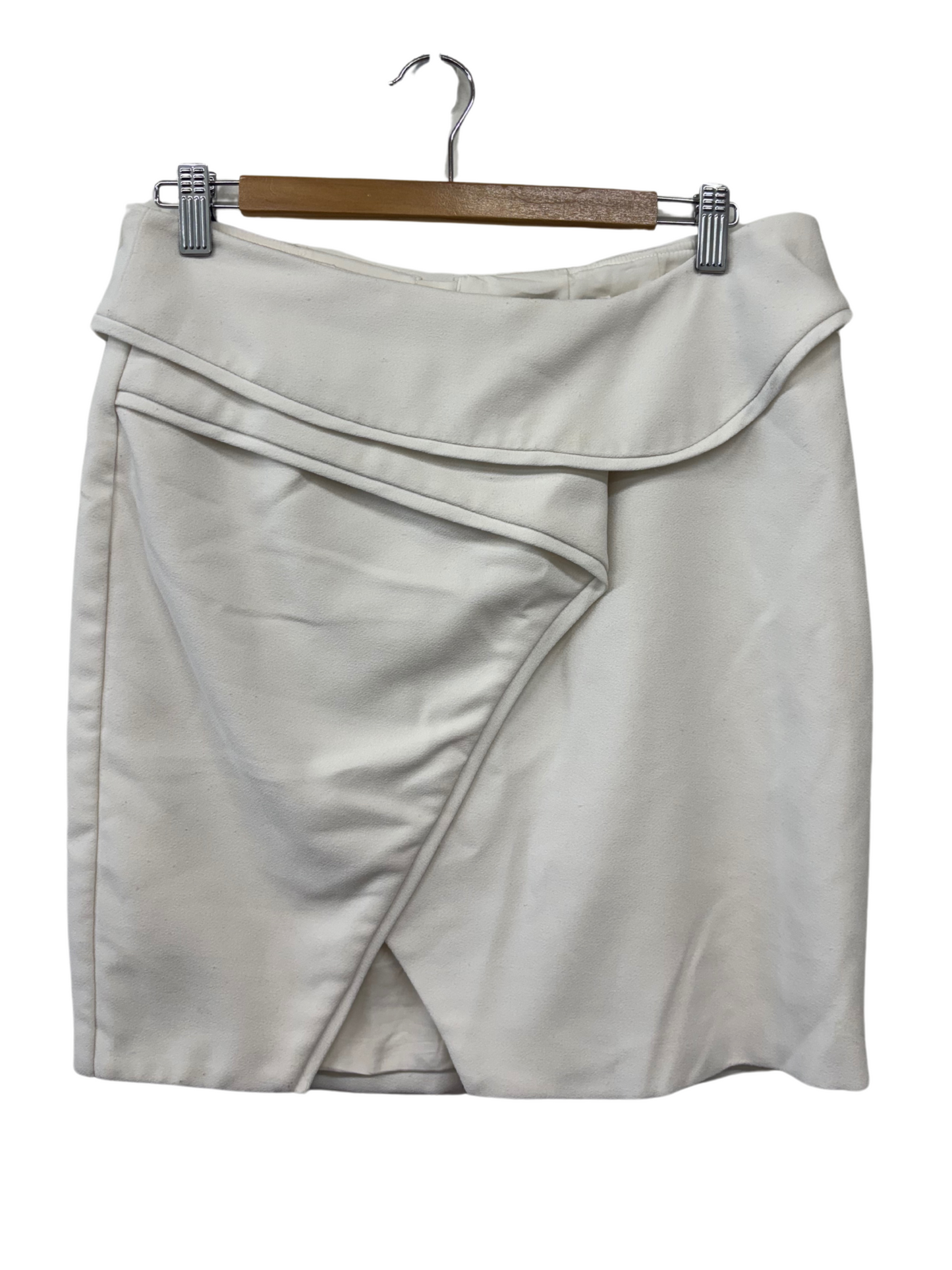White Mid Rise Short Skirt with Cross Front