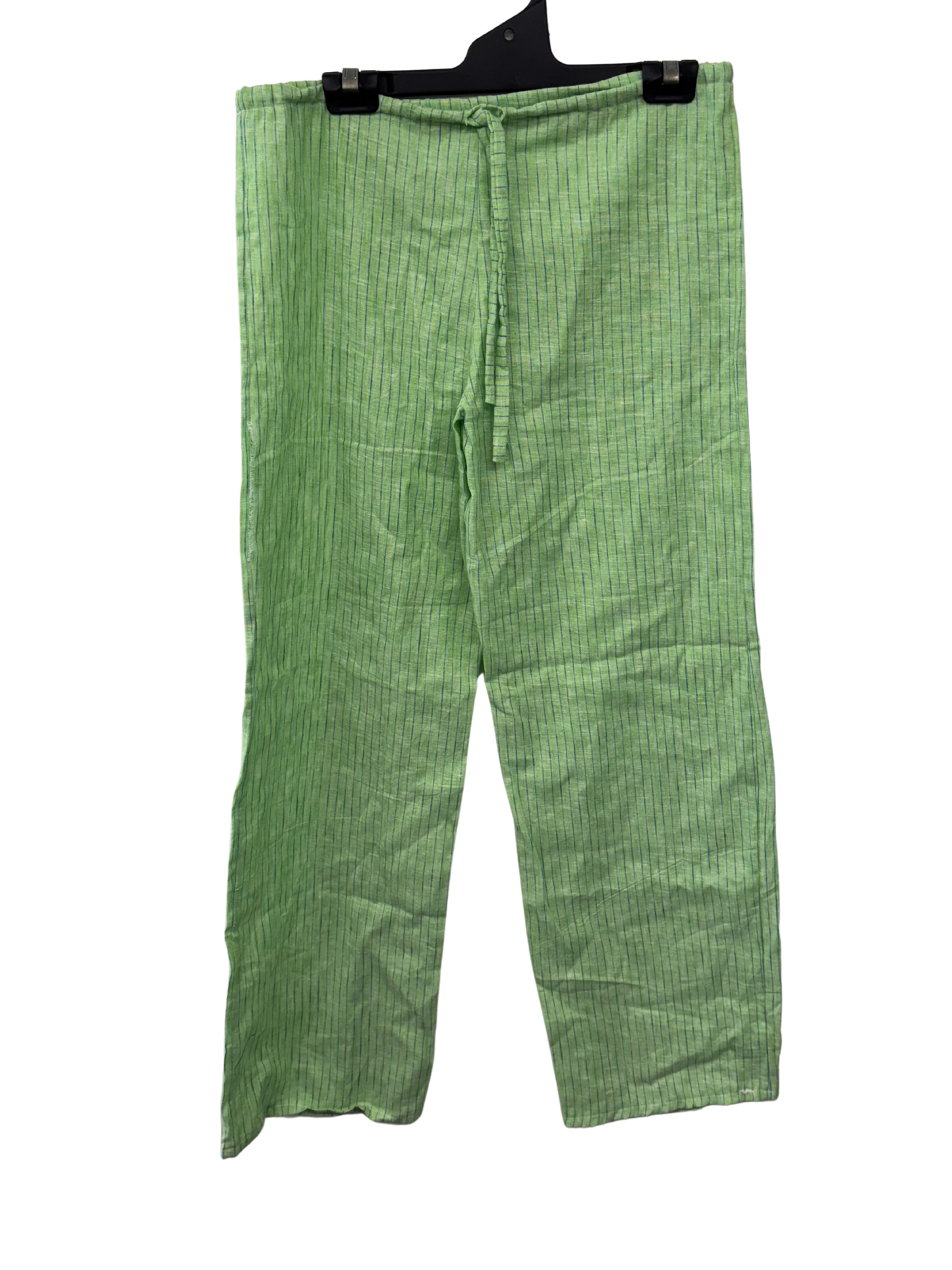 Green & Blue Stripe Low-Rise Drawstring Pants
