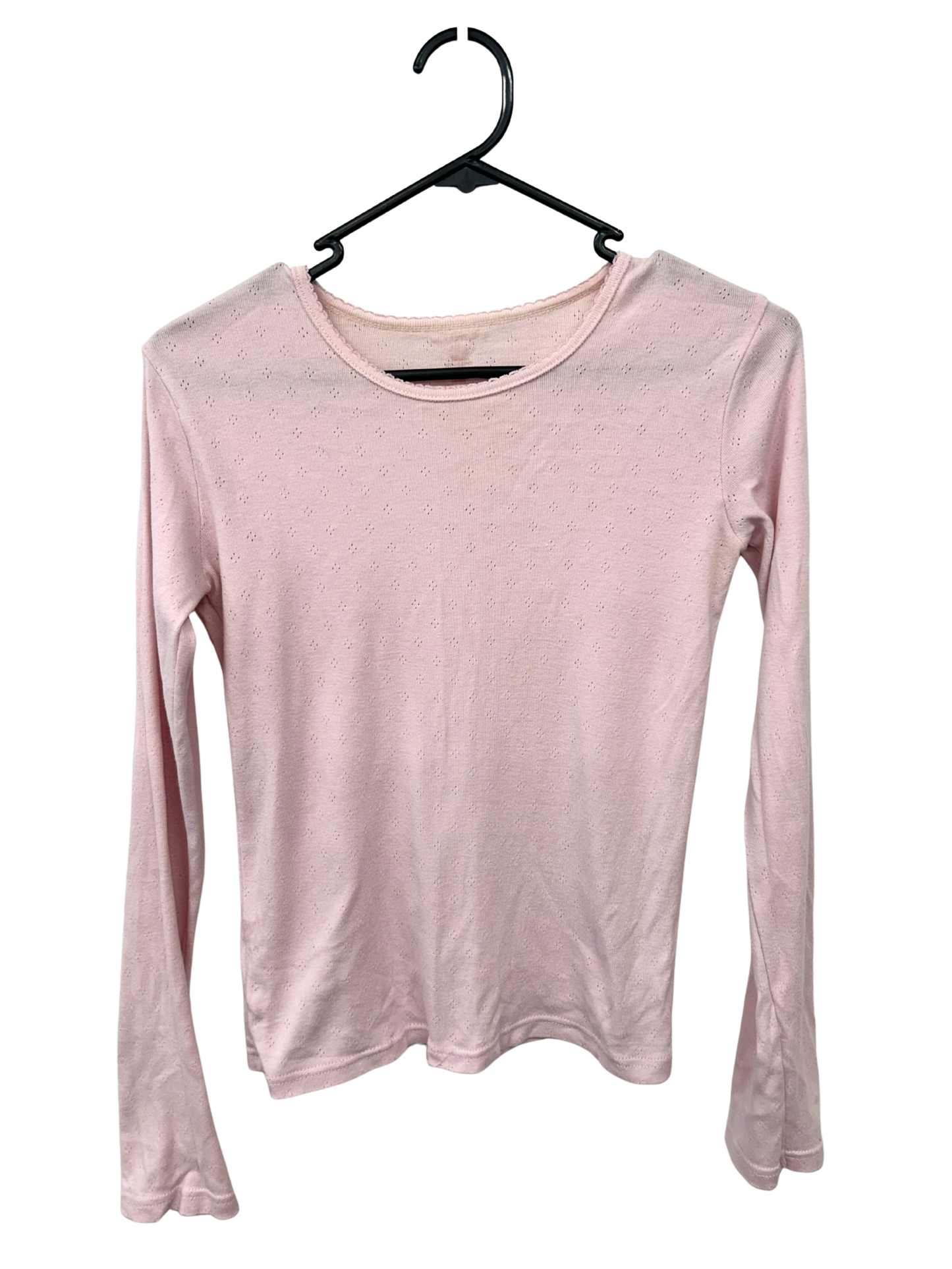 Pink Long Sleeve Pointelle Top