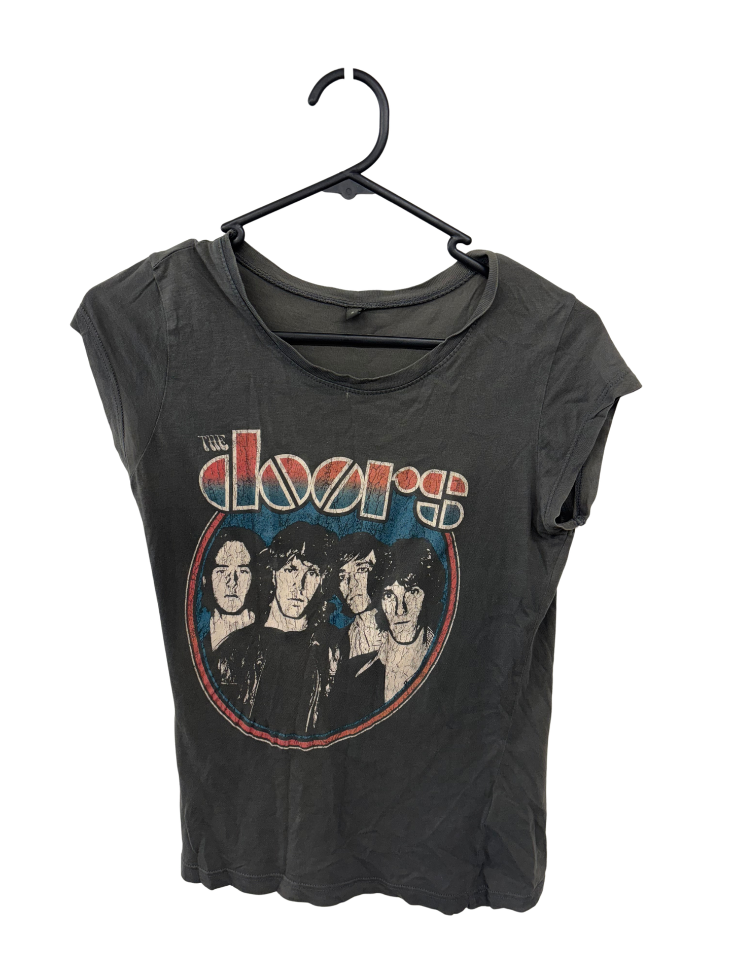 Dark Grey Short Sleeve Fitted Tee with 'The Doors' Logo
