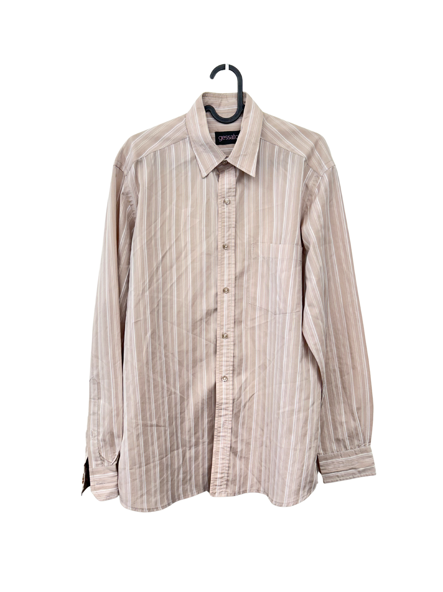Pink/Mauve & White Striped Long Sleeve Button Up Shirt