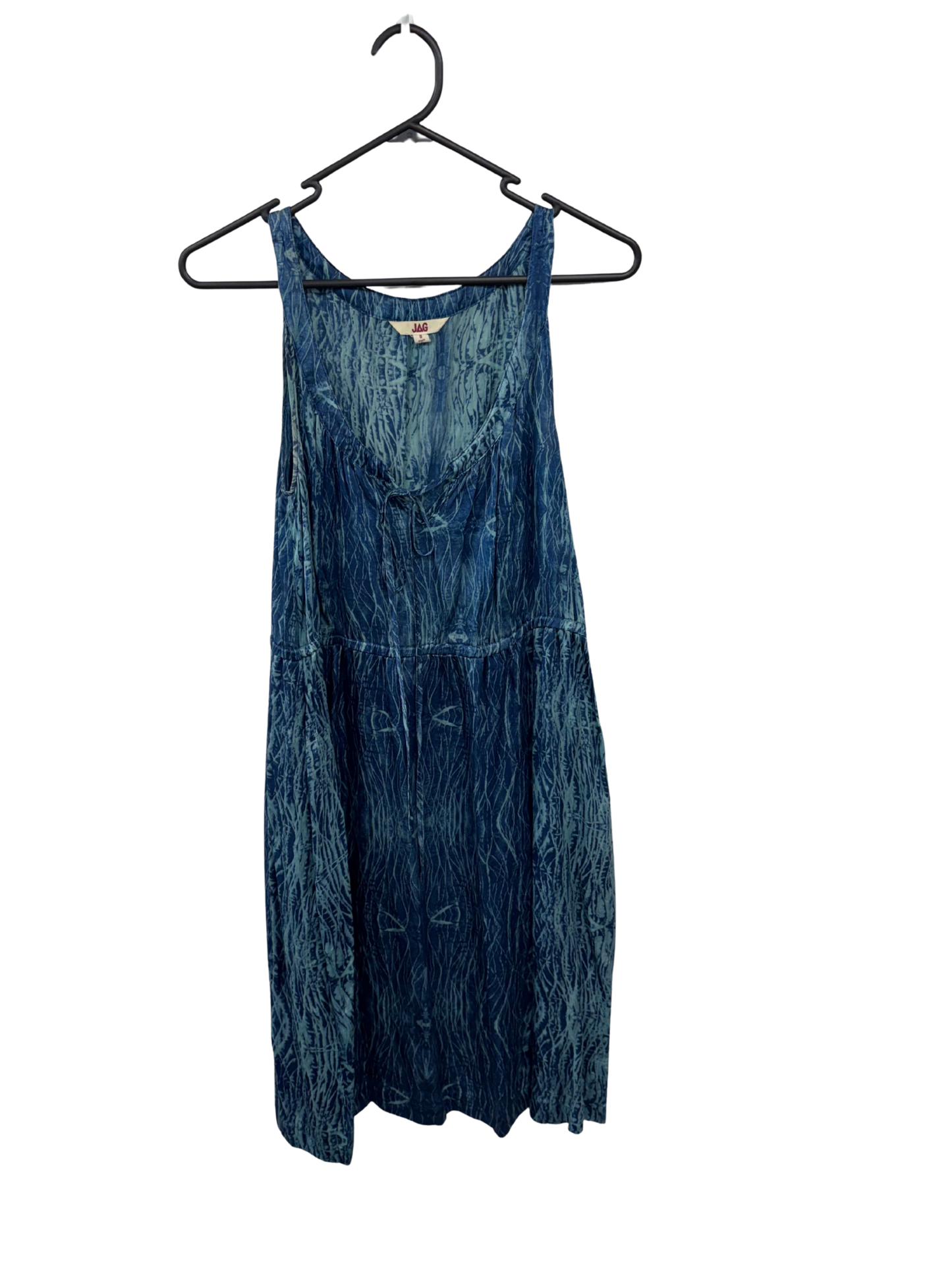 Blue Sleeveless Geometric Print Short Dress