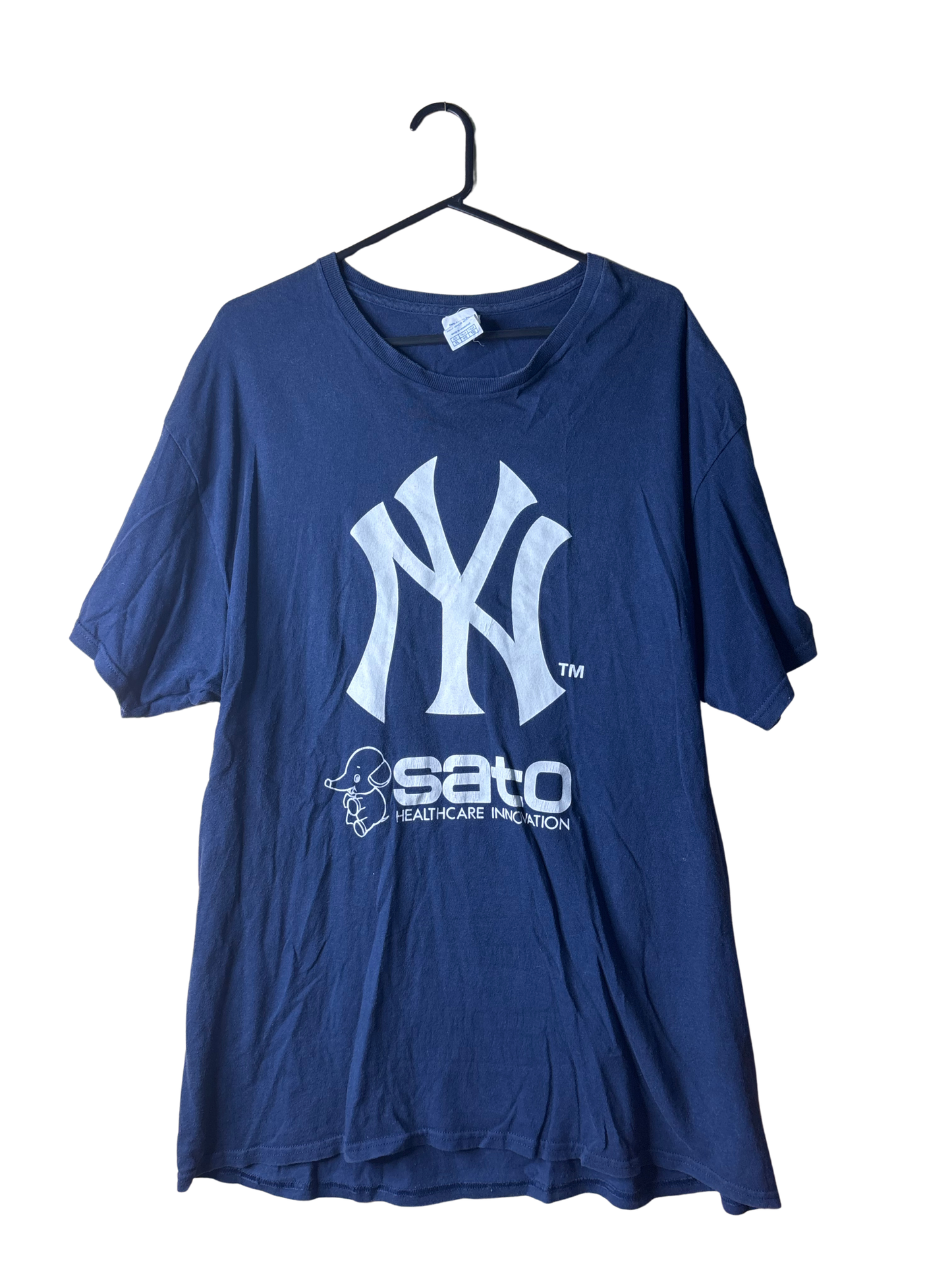 Dark Blue Short Sleeve T Shirt with White Logo