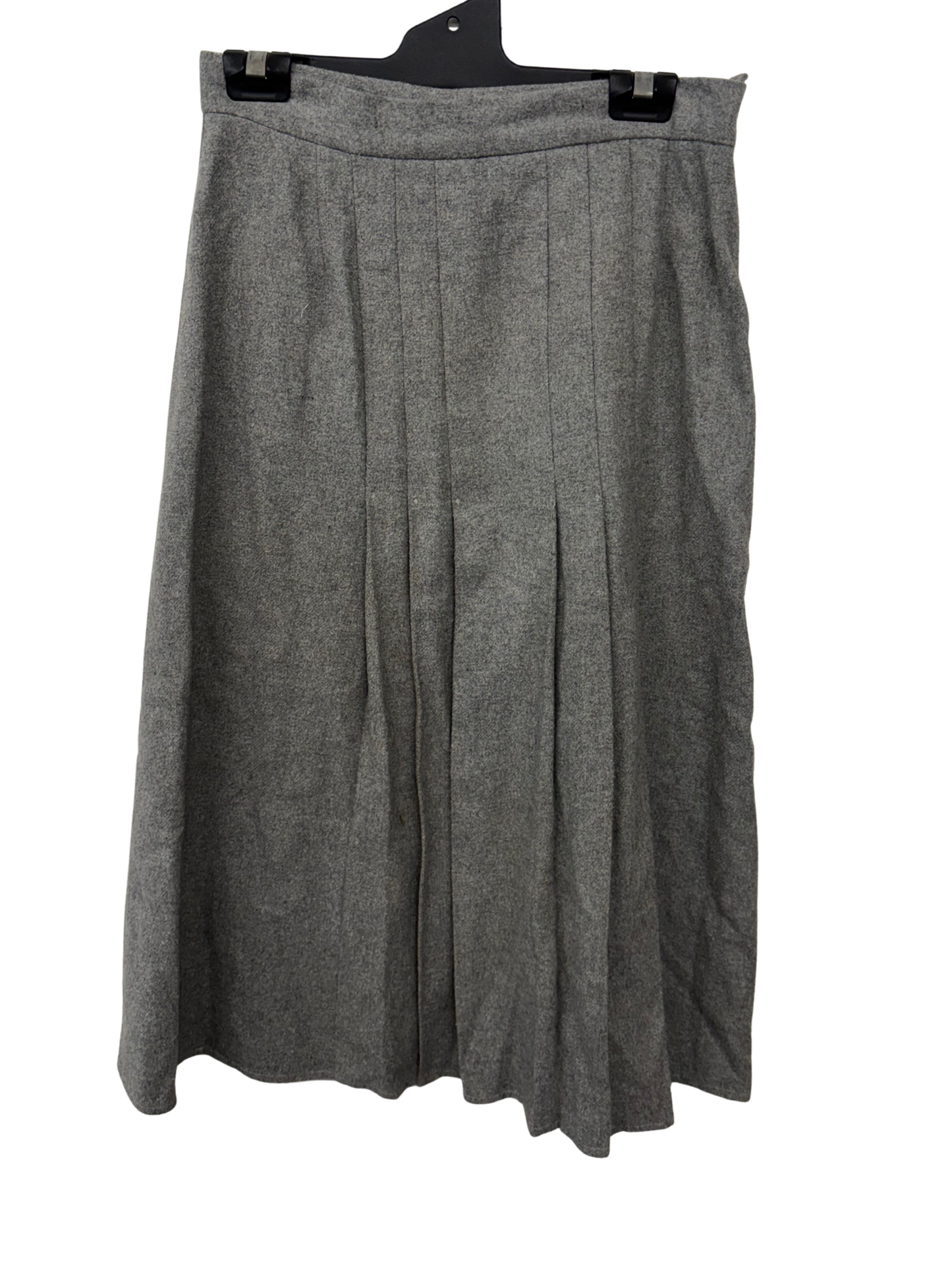 Vintage Grey Pleated Thick Midi Skirt