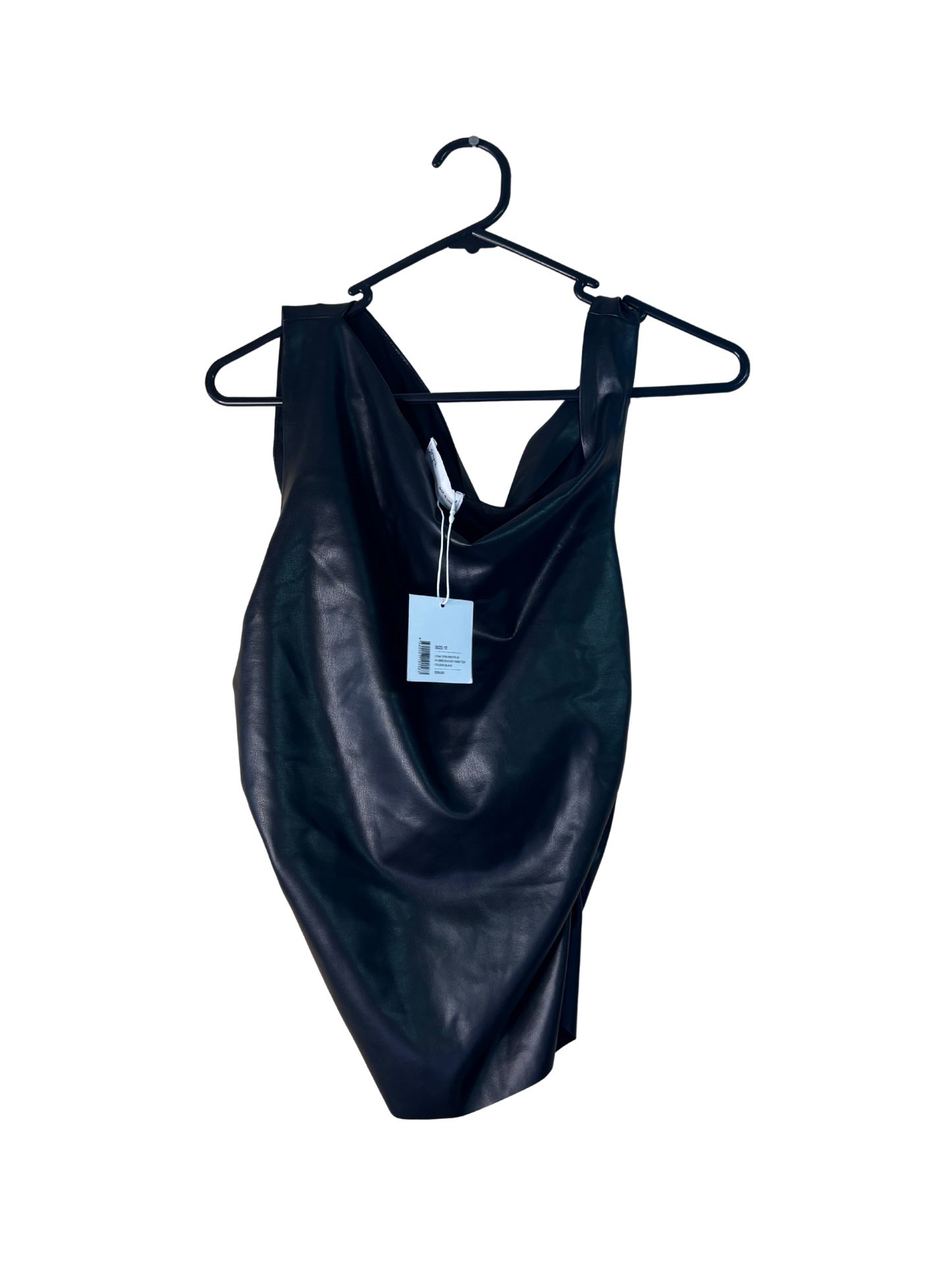 NWT Black Faux Leather Asymmetrical Sleeveless Top