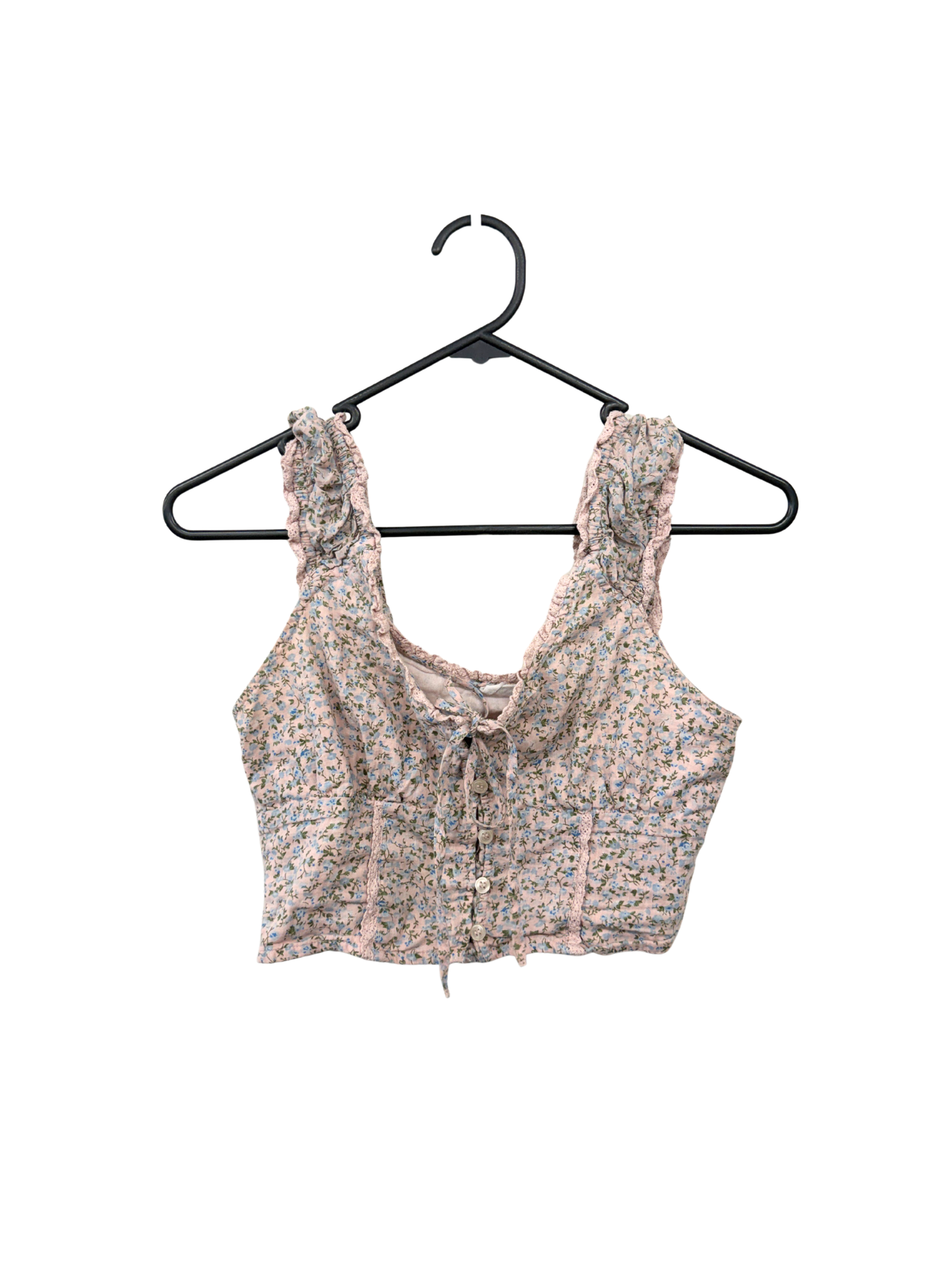 Pink, Blue & Green Floral Crop Top