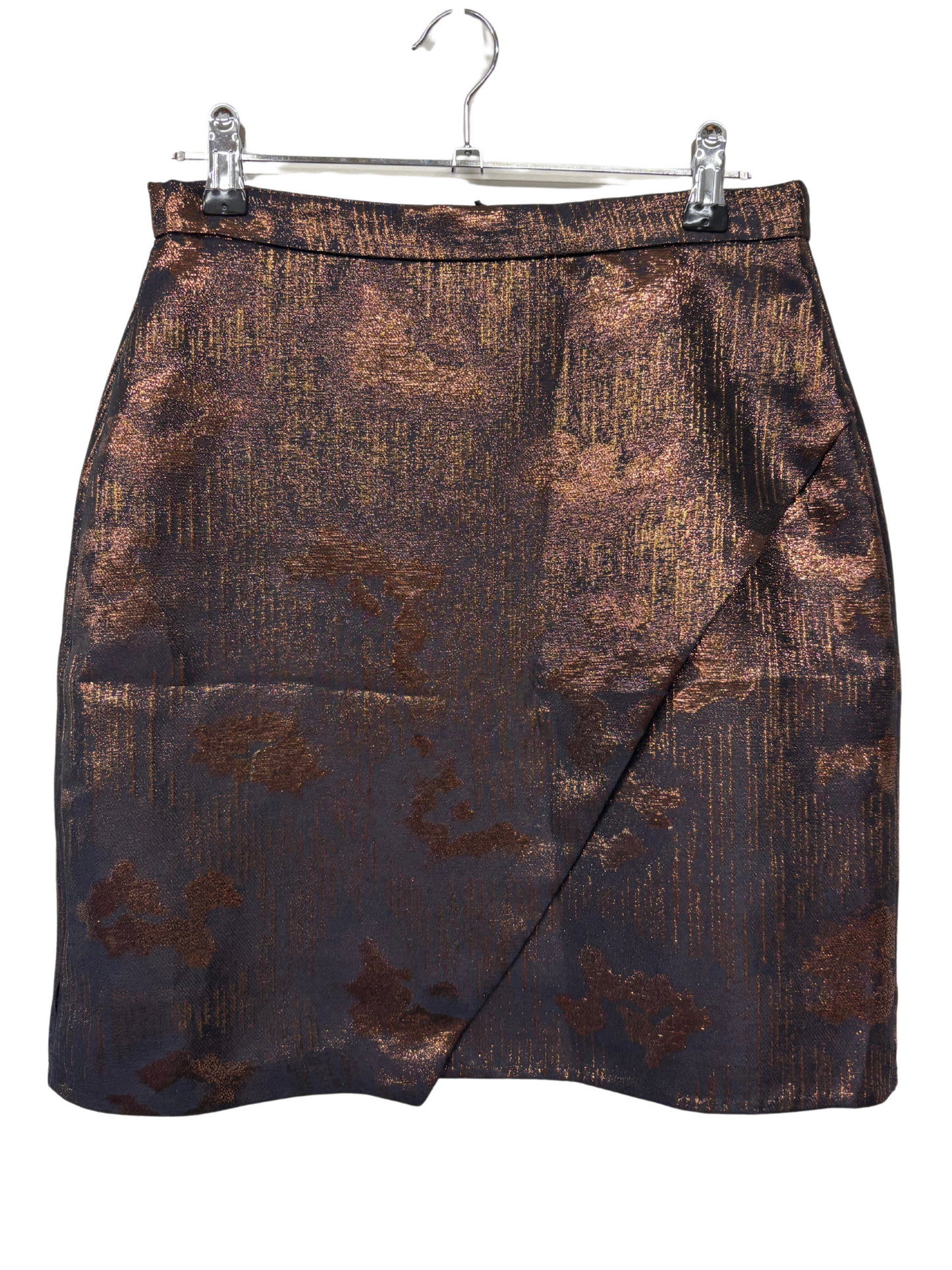 Dark Blue Short Skirt with Gold Metallic Pattern