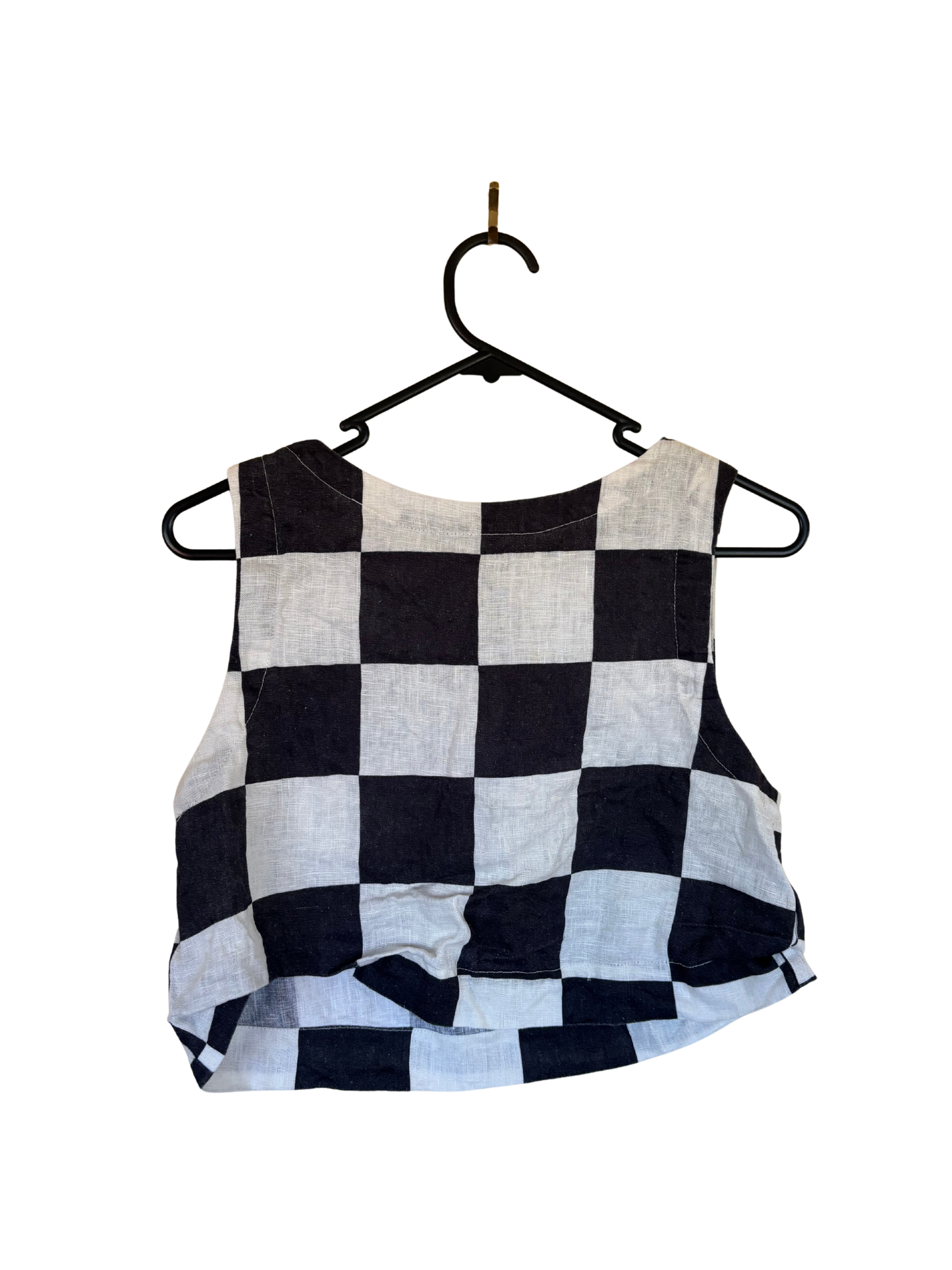 Black & White Check Sleeveless Crop Top