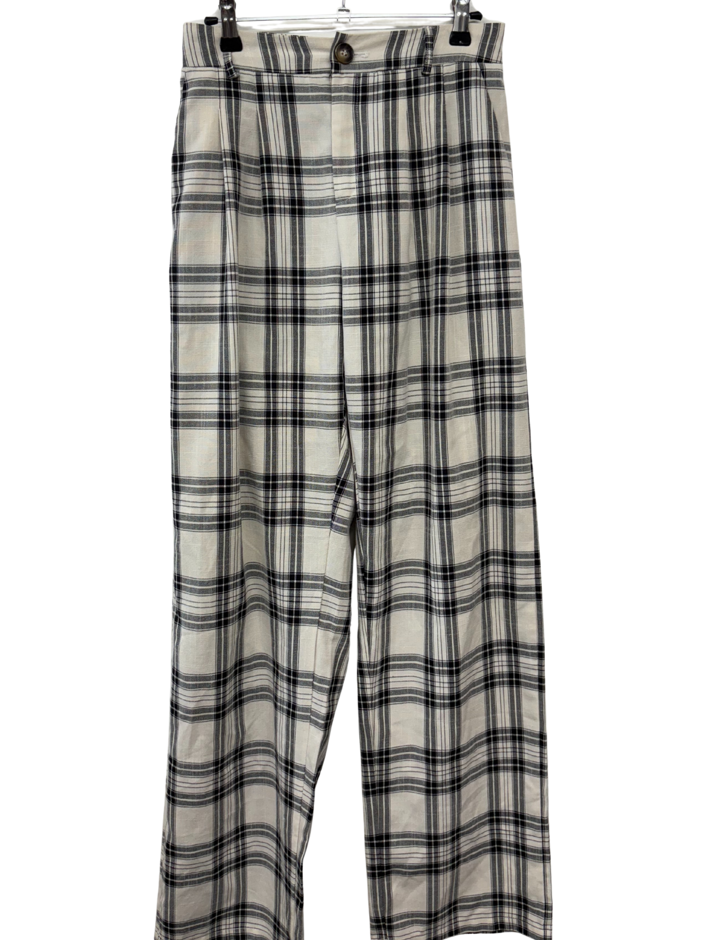 Black & White Checkered High Waisted Straight Leg Pants