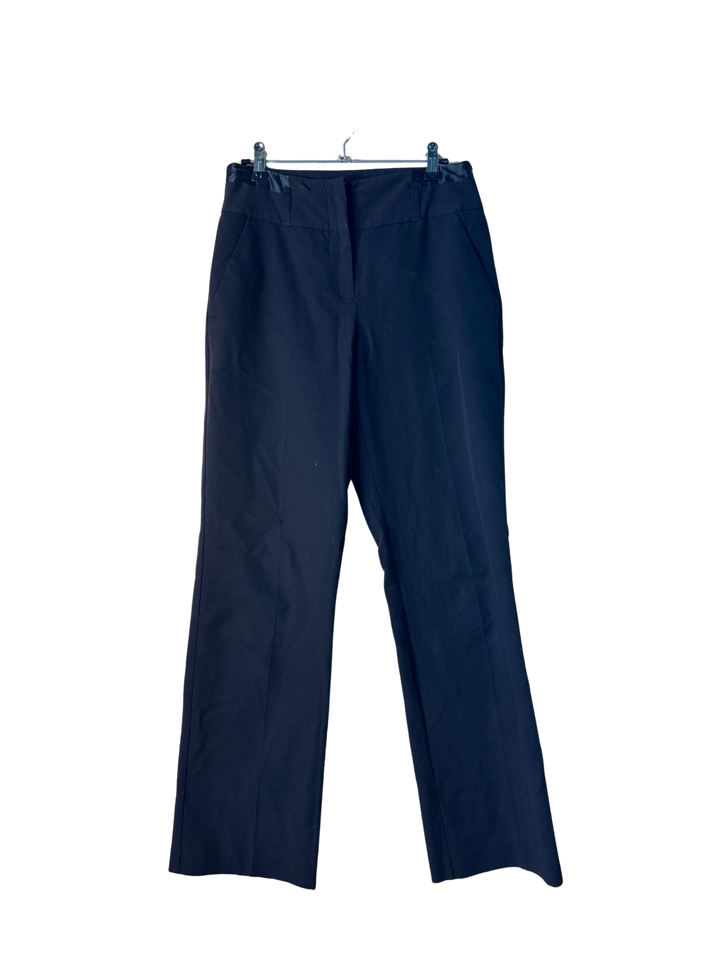 Black Mid/Low-Rise Straight Leg Business Pants