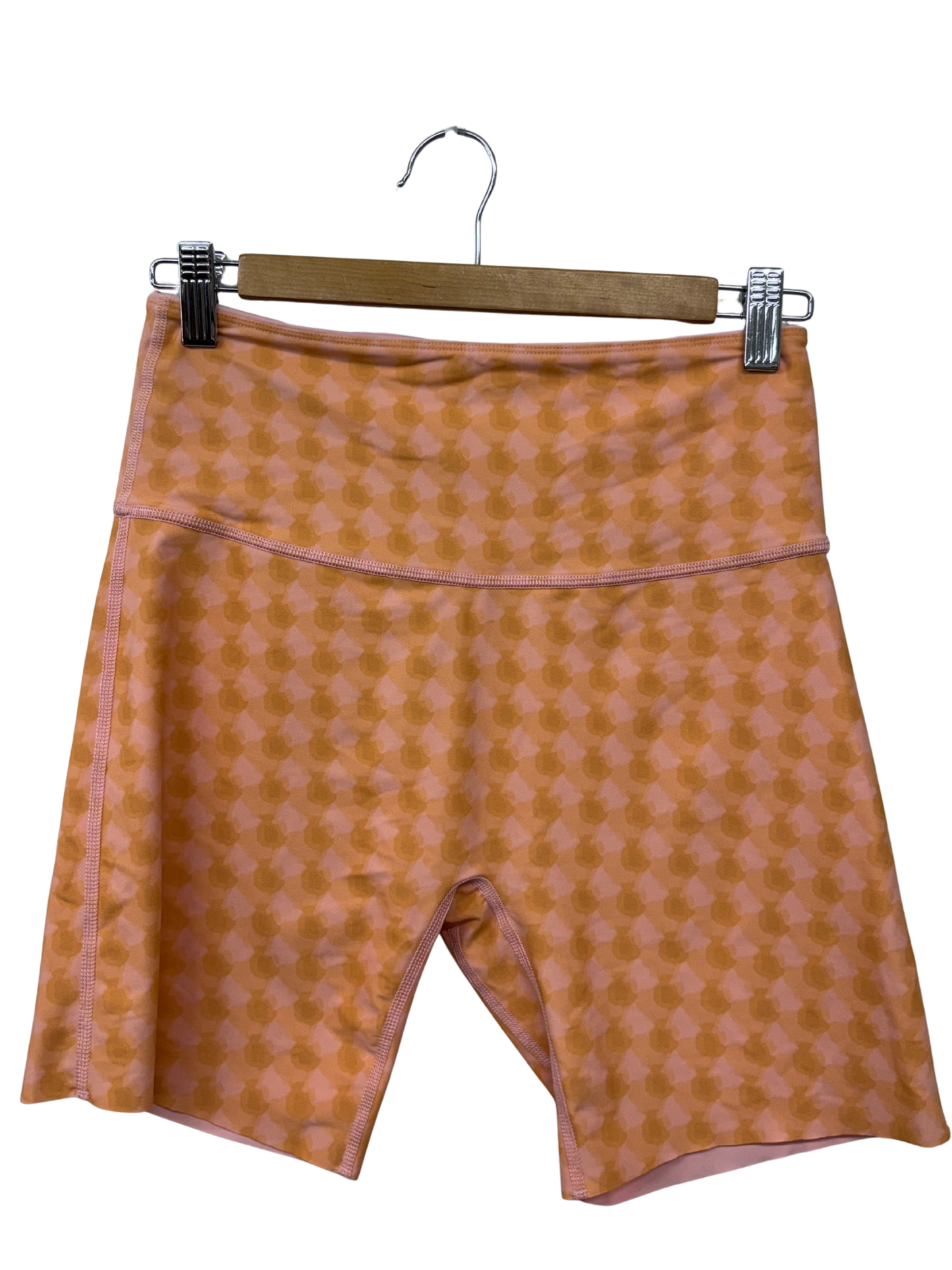 Orange & Pink Pattern High Waisted Exercise Shorts