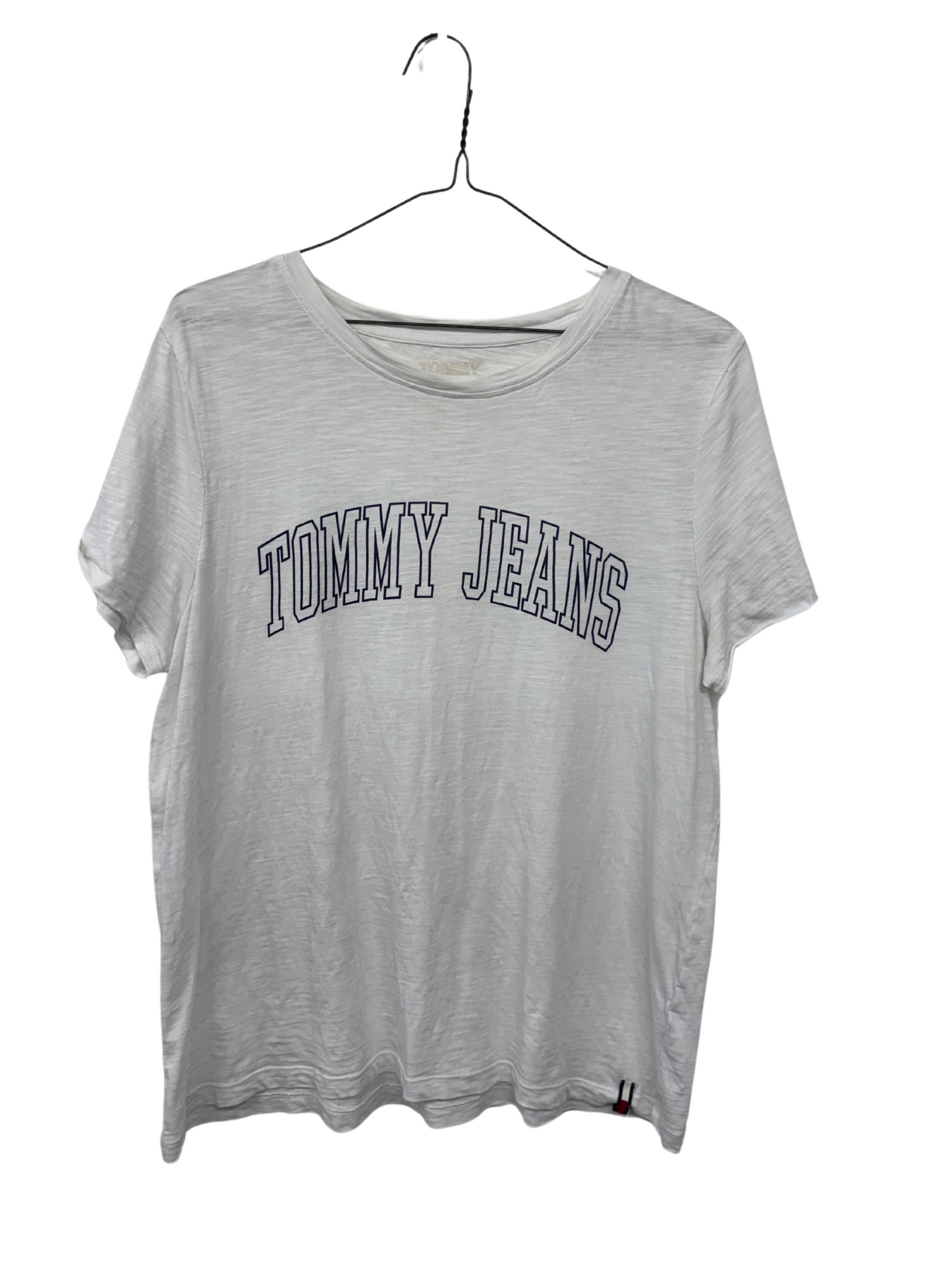 White Short Sleeve Shirt with Blue Logo