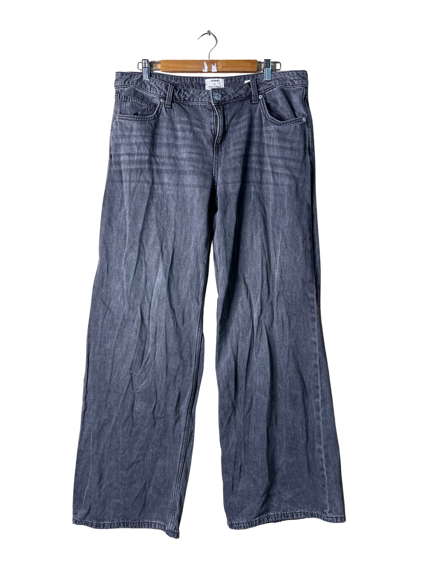 Washed Black Low-Rise Wide Leg Jeans