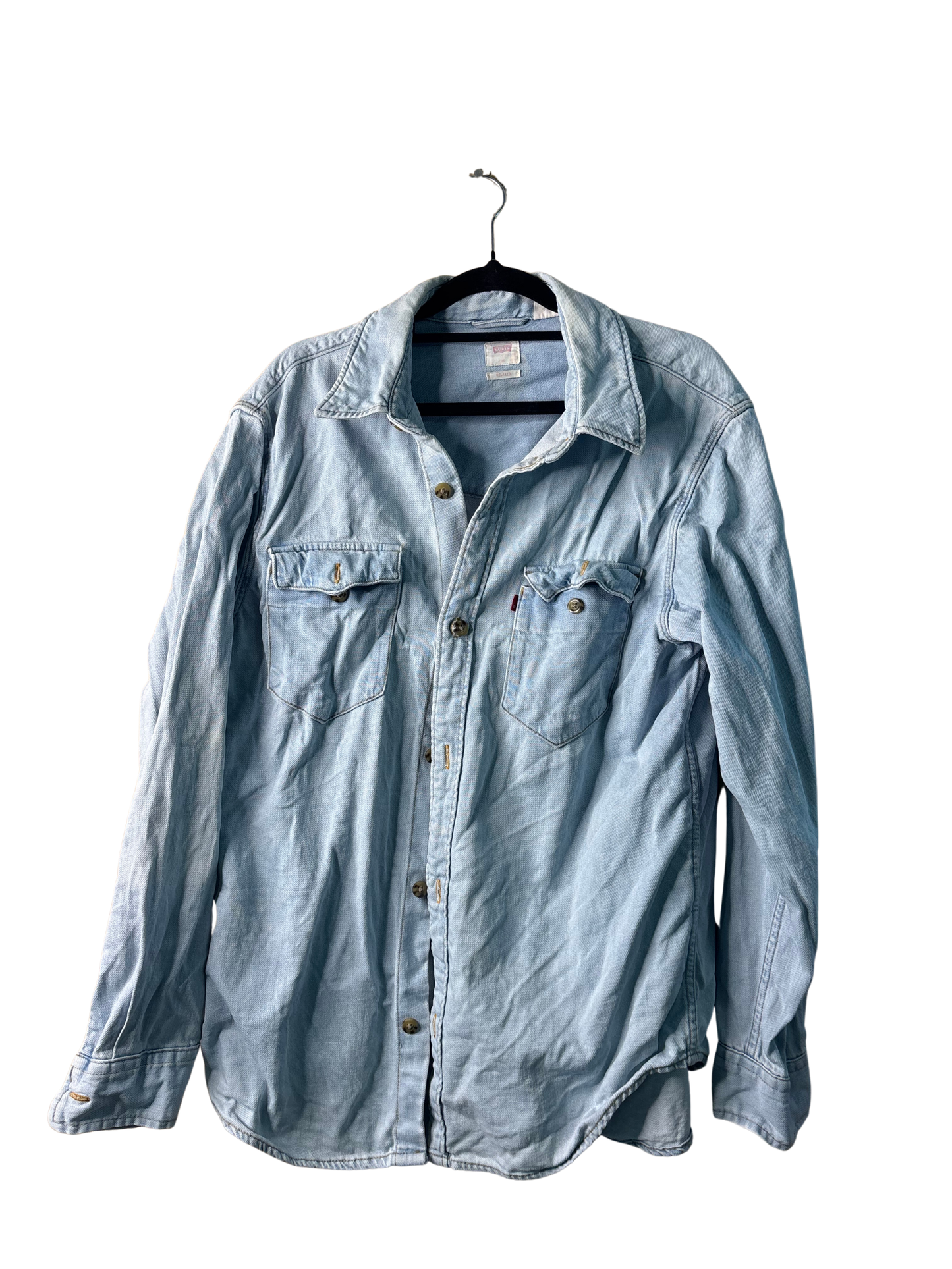 Light Blue Denim Long Sleeve Button Up Denim Shirt
