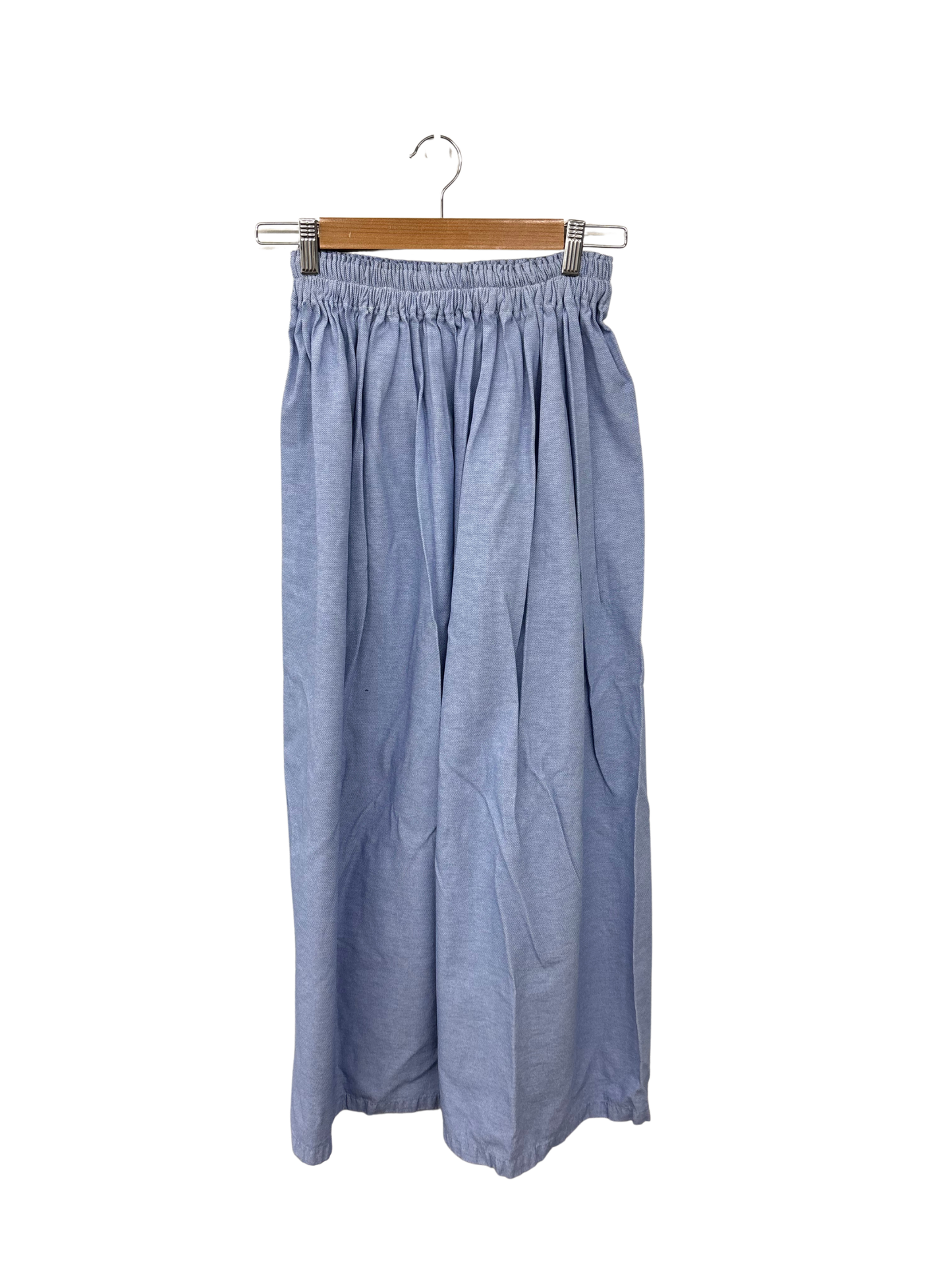 Light Blue Elastic Waist Ankle Length Skirt