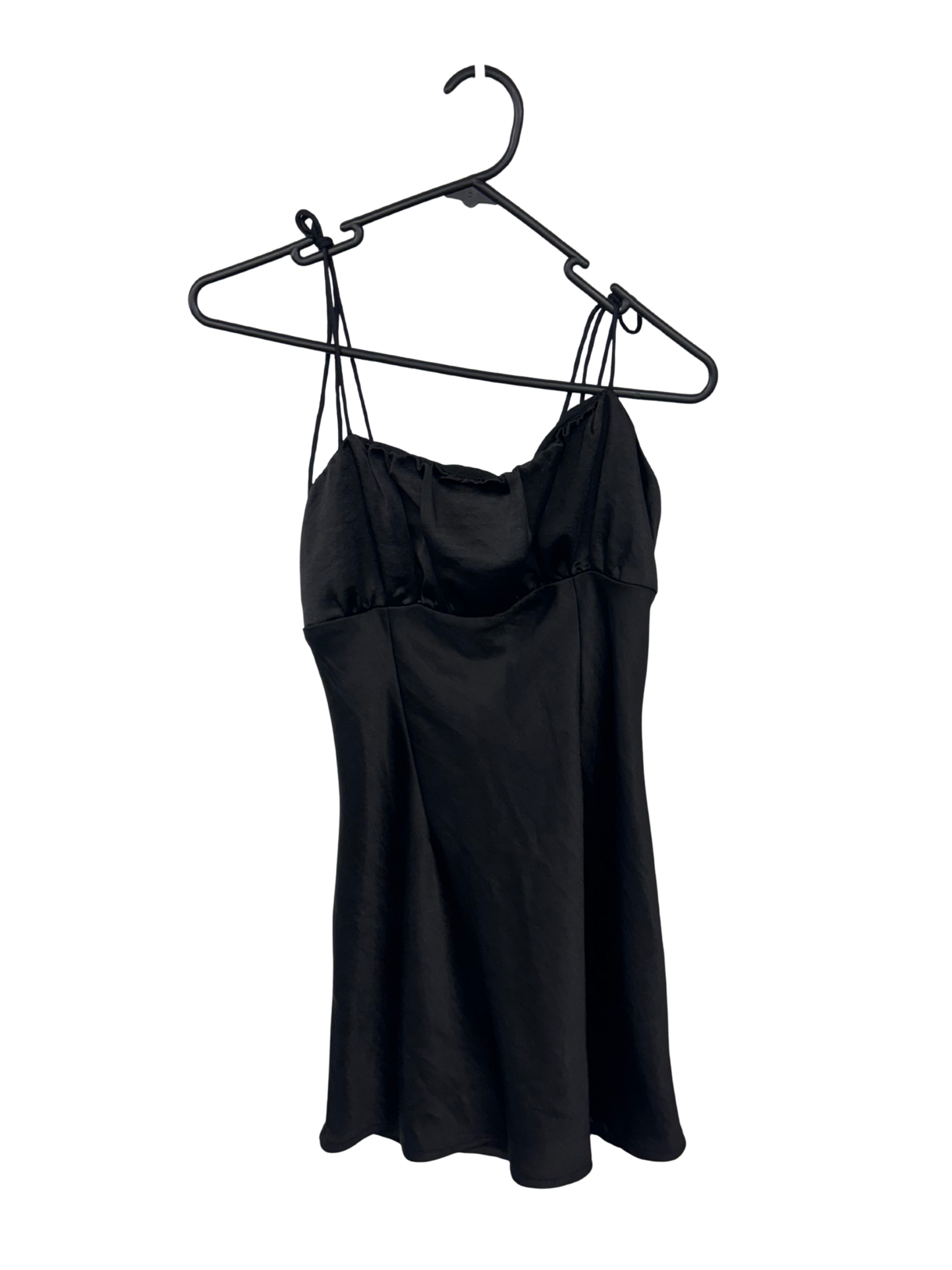 Black Tie Strap Short Ruched Bust Dress