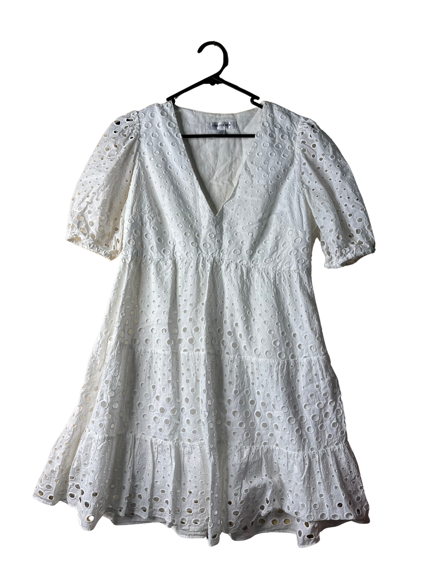 White Short Sleeve Broderie Anglaise Dress
