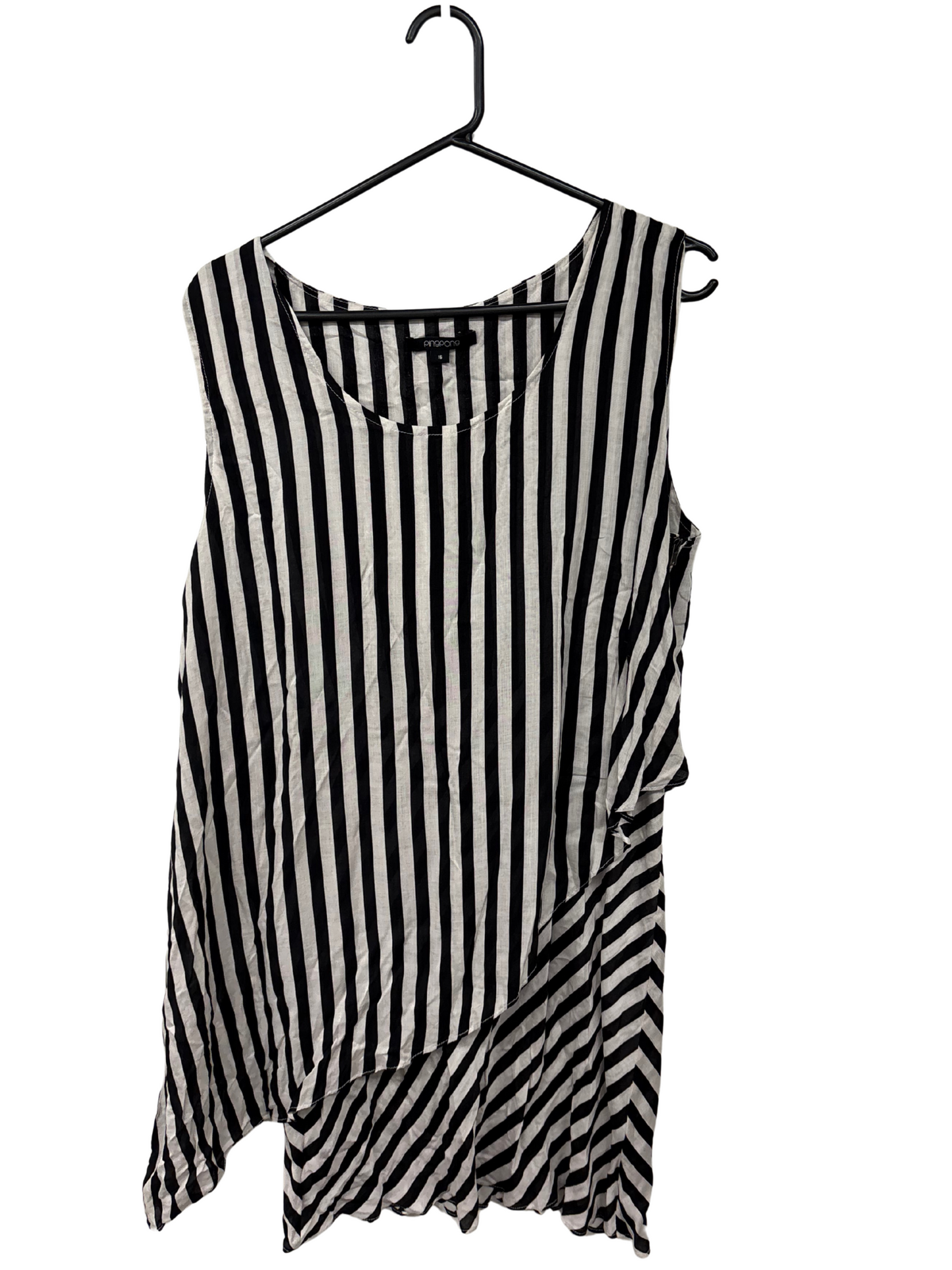 Black & White Diagonal Stripe Long Top