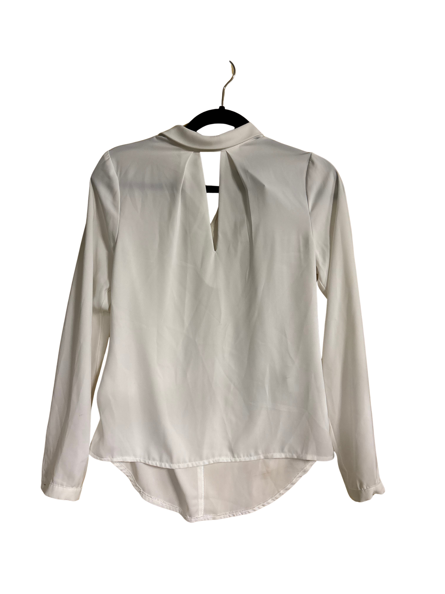 White Long Sleeve Keyhole Cutout Top