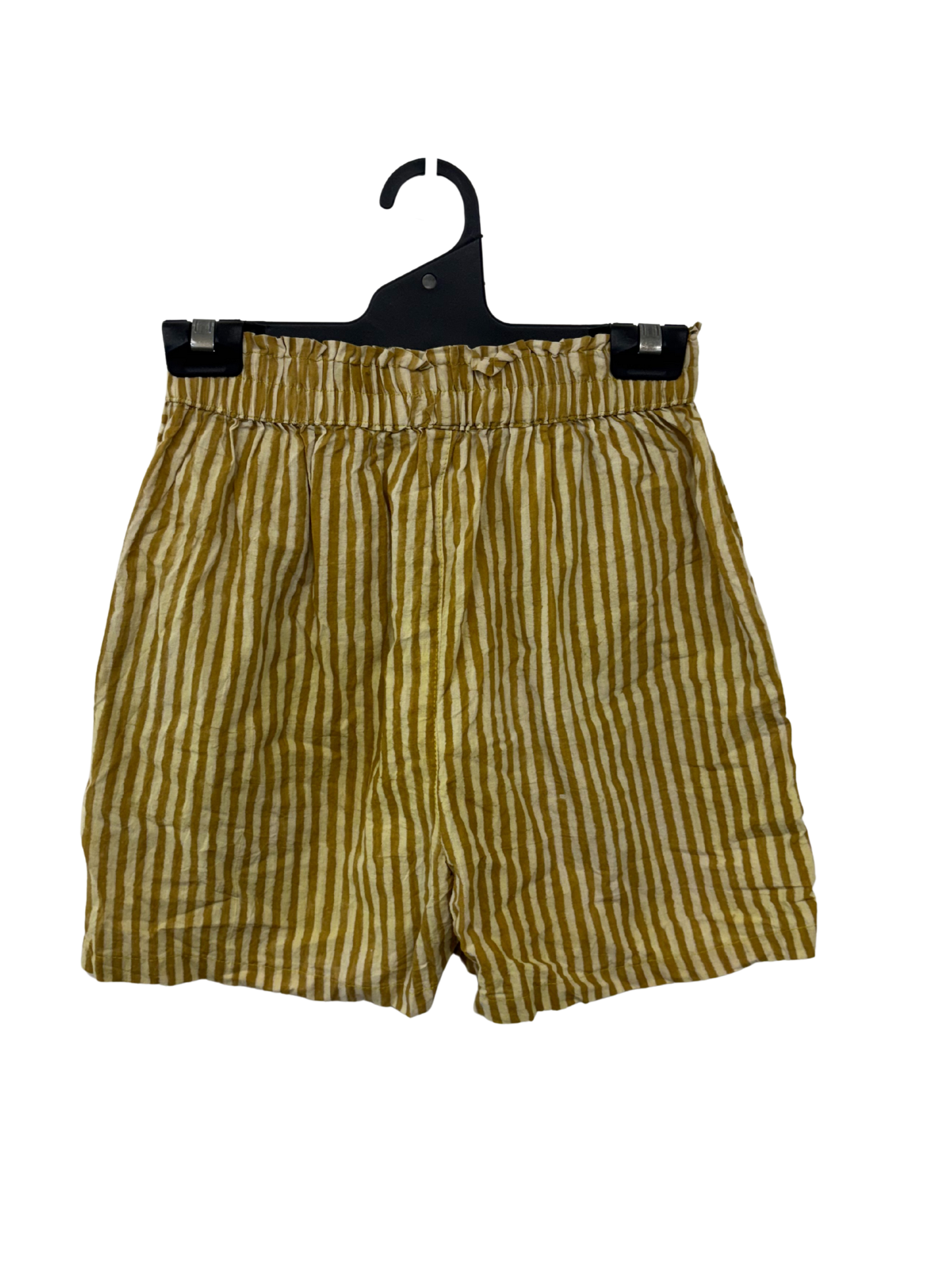 Cream & Golden Yellow Striped Elastic Waist Shorts