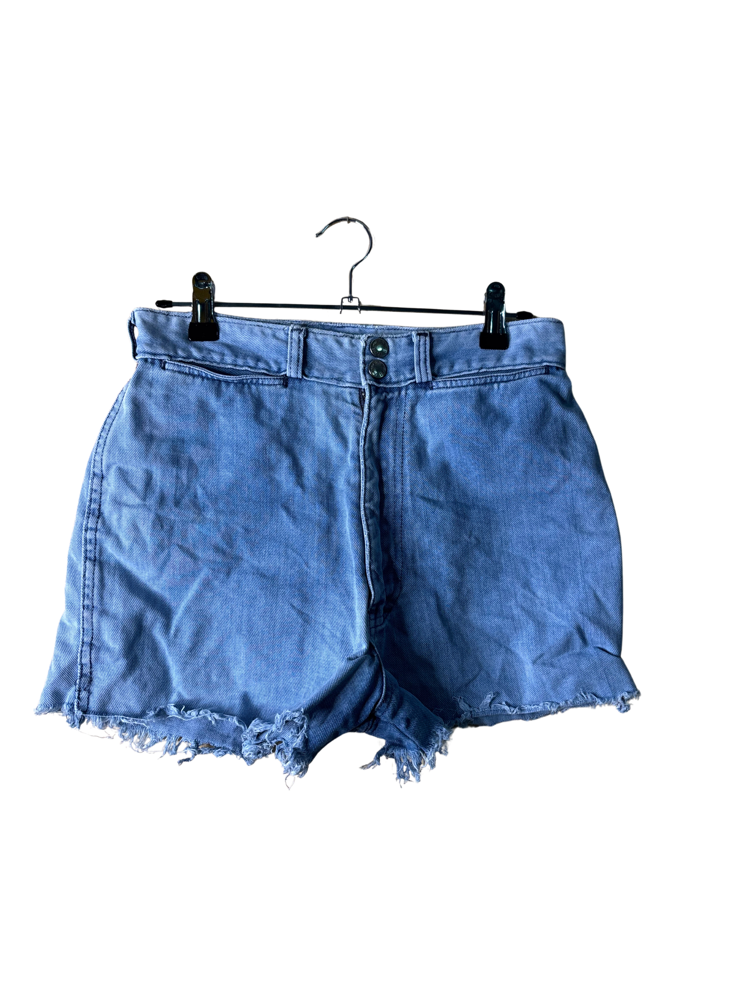 Light Blue Highwaisted Raw Hem Shorts