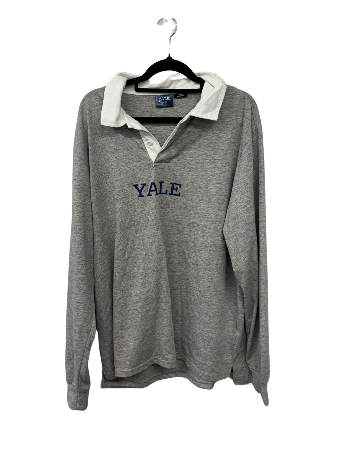 Grey Polo Sweater with Blue 'Yale' Logo