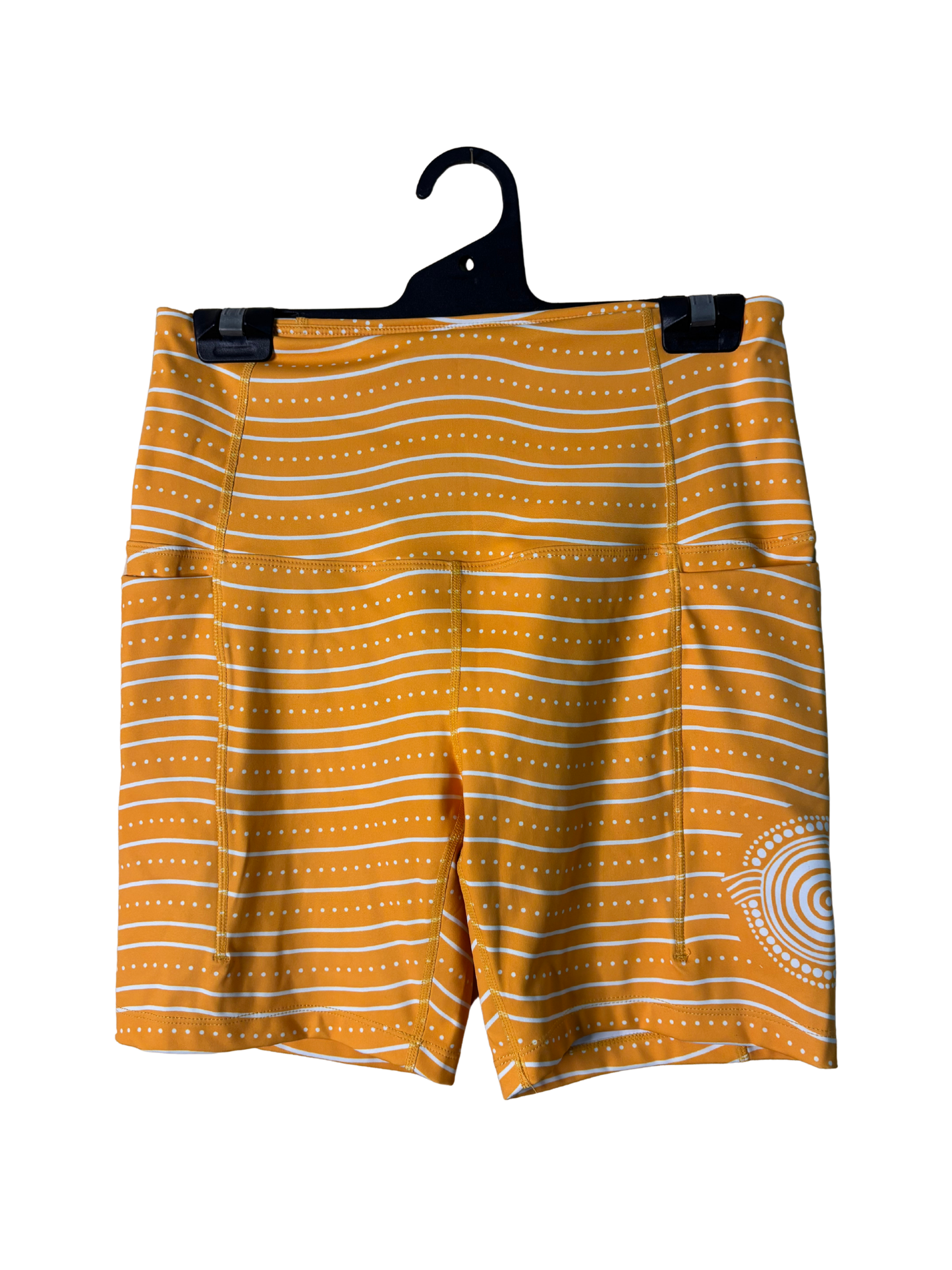 Yellow & White Indigenous Print Activewear Bike Shorts