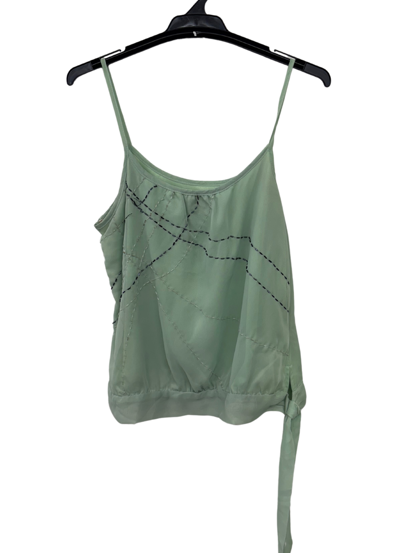 00s Light Green Strappy Beaded Top