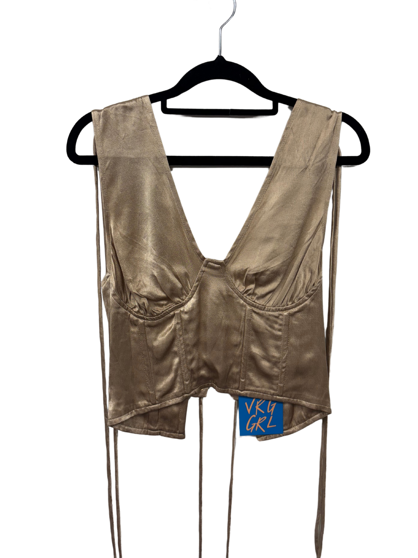 Gold Sleeveless Corset Top with Boning