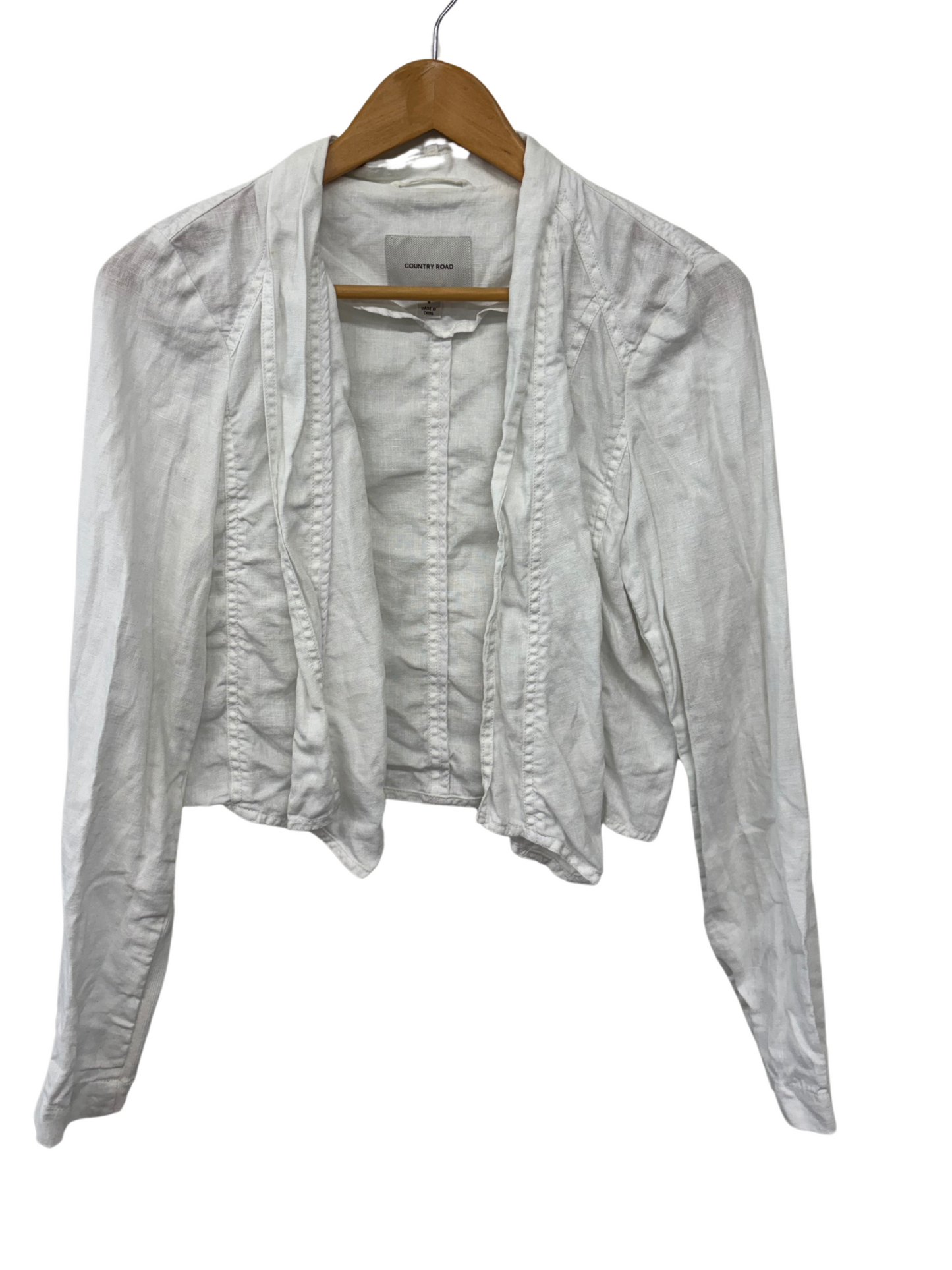 White Panelled Long Sleeve Jacket